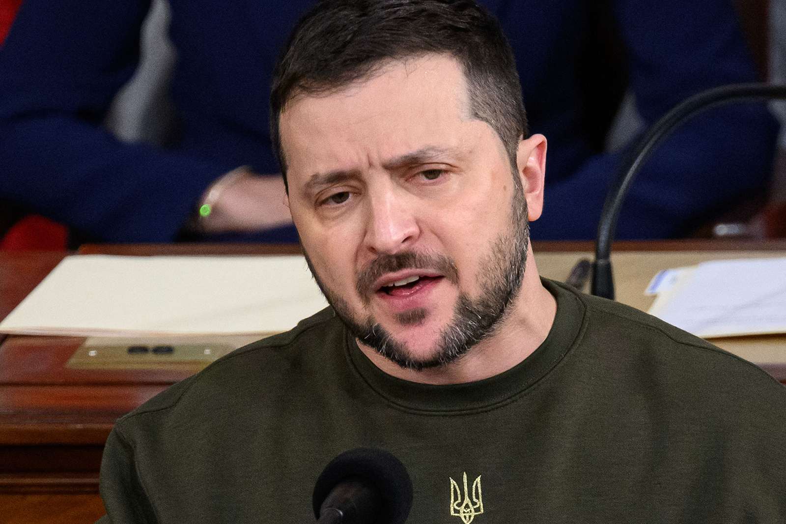 Volodymyr Zelensky addresses at the US Capitol in Washington, DC on December 21, 2022.