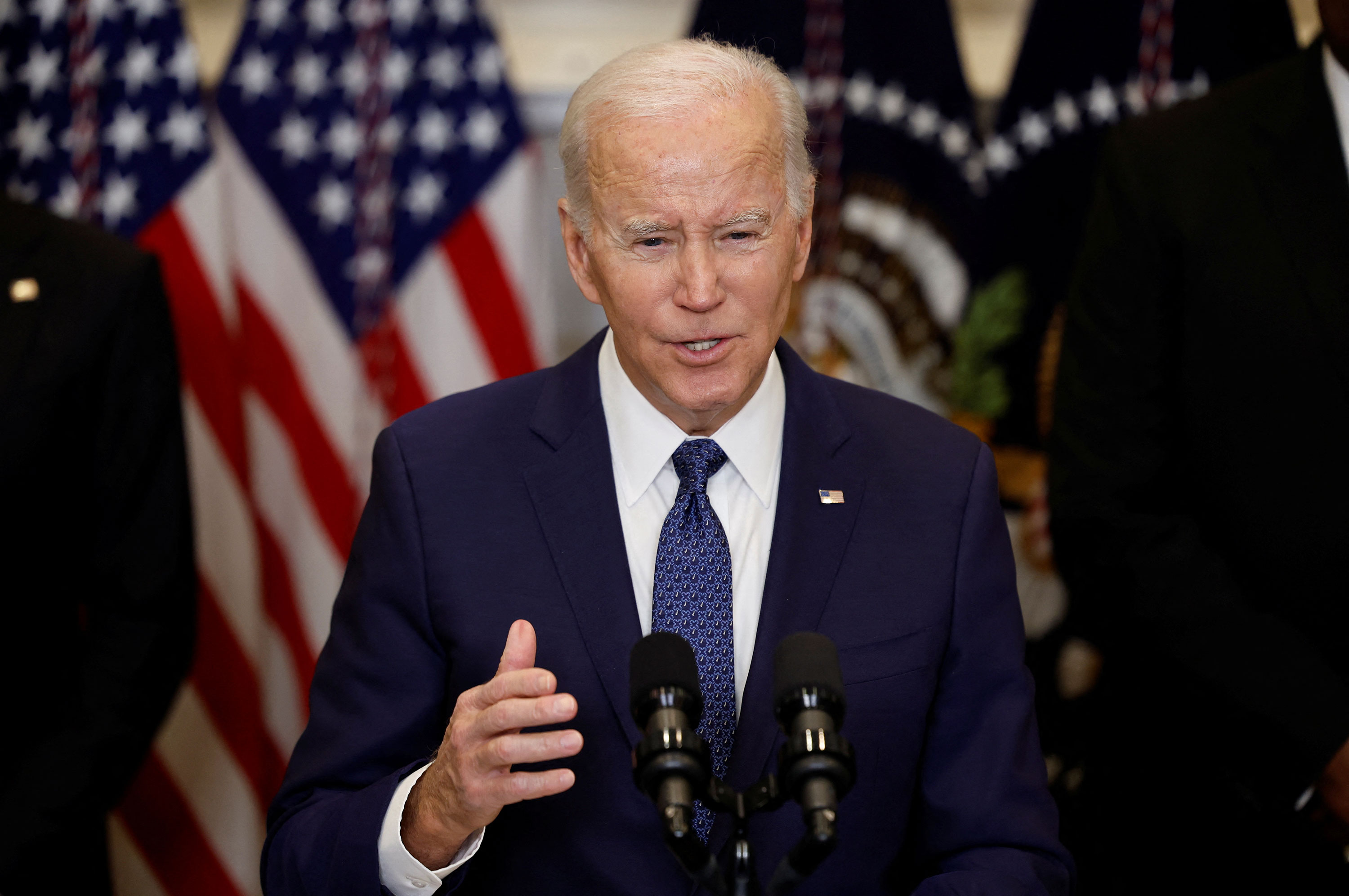 President Joe Biden speaks from the White House on Wednesday.