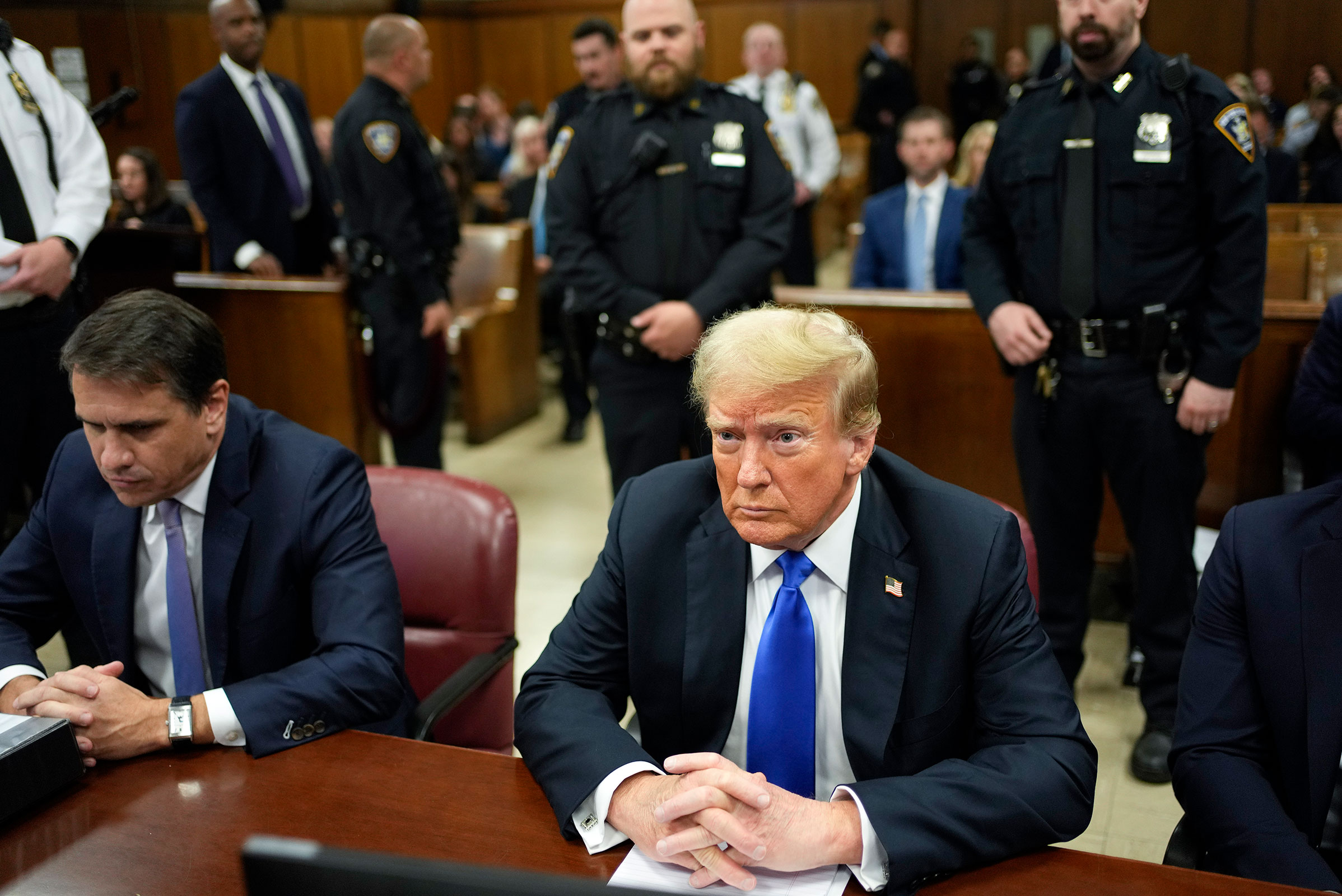 Former President Donald Trump appears in Manhattan Criminal Court, Thursday, May 30, in New York. 