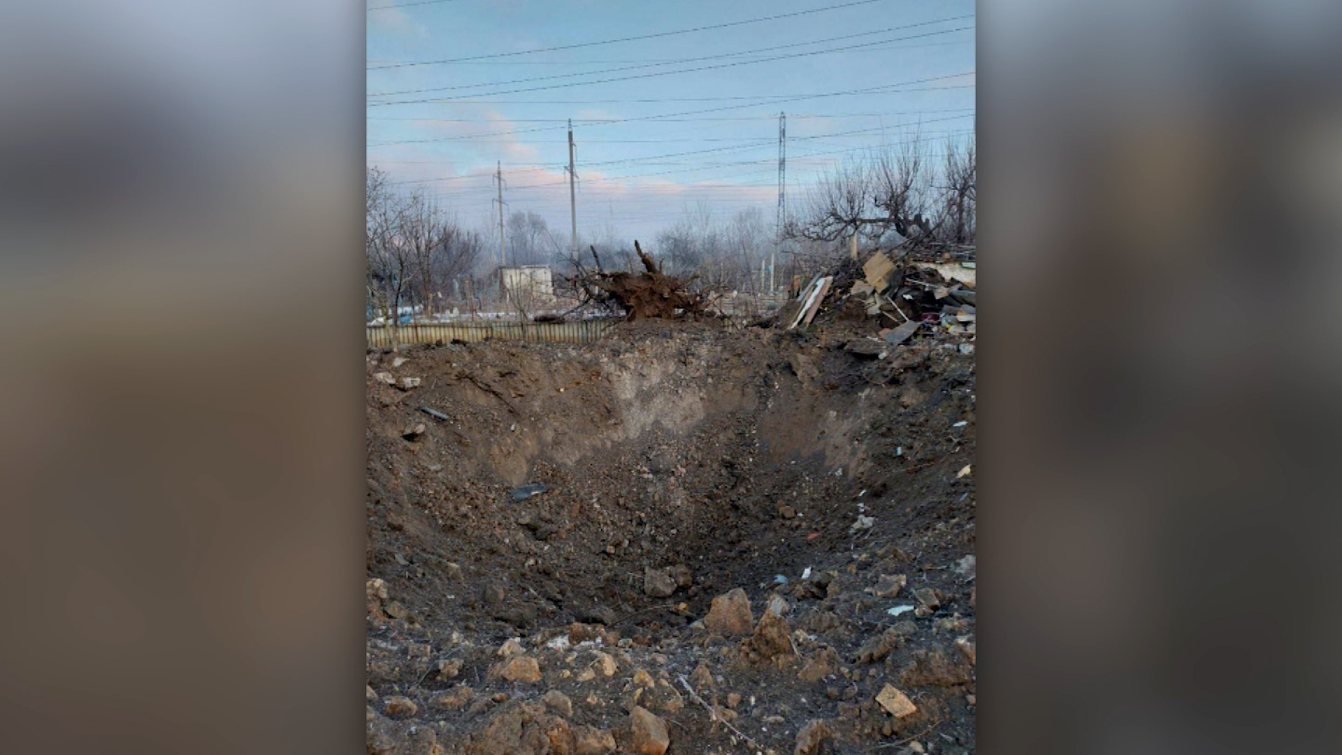 Damage is seen in Zaporizhzhia, Ukraine, on February 10.
