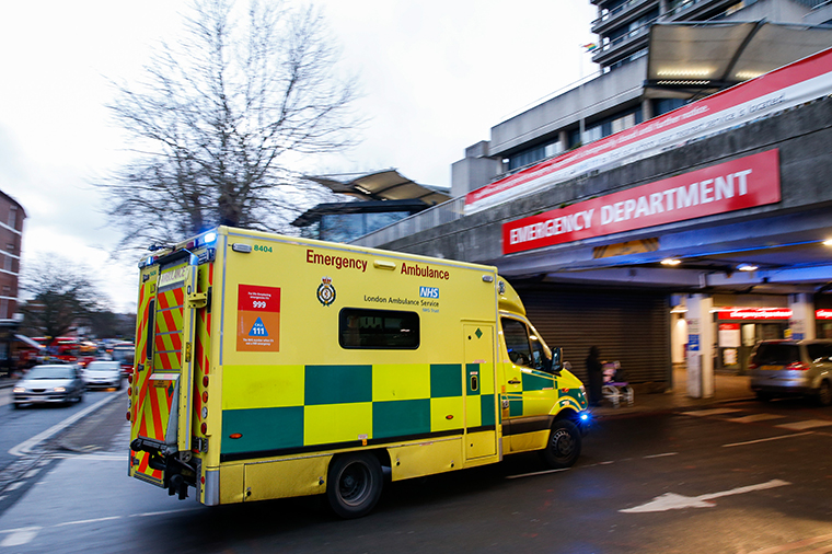 An ambulance at the Royal Free Hospital in London, on Monday, January 4. 