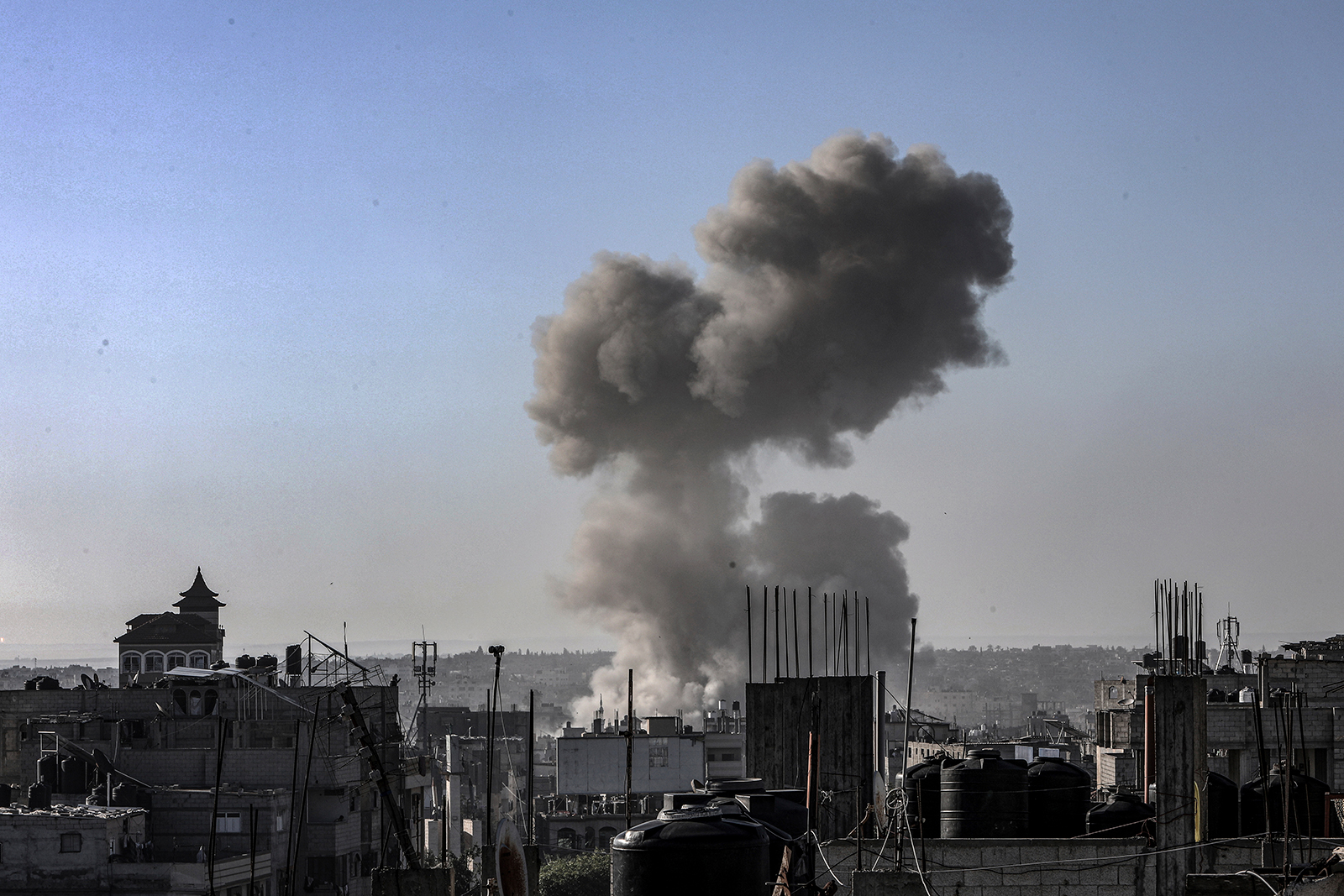 Smoke rises following Israeli air strikes in Rafah on May 8.