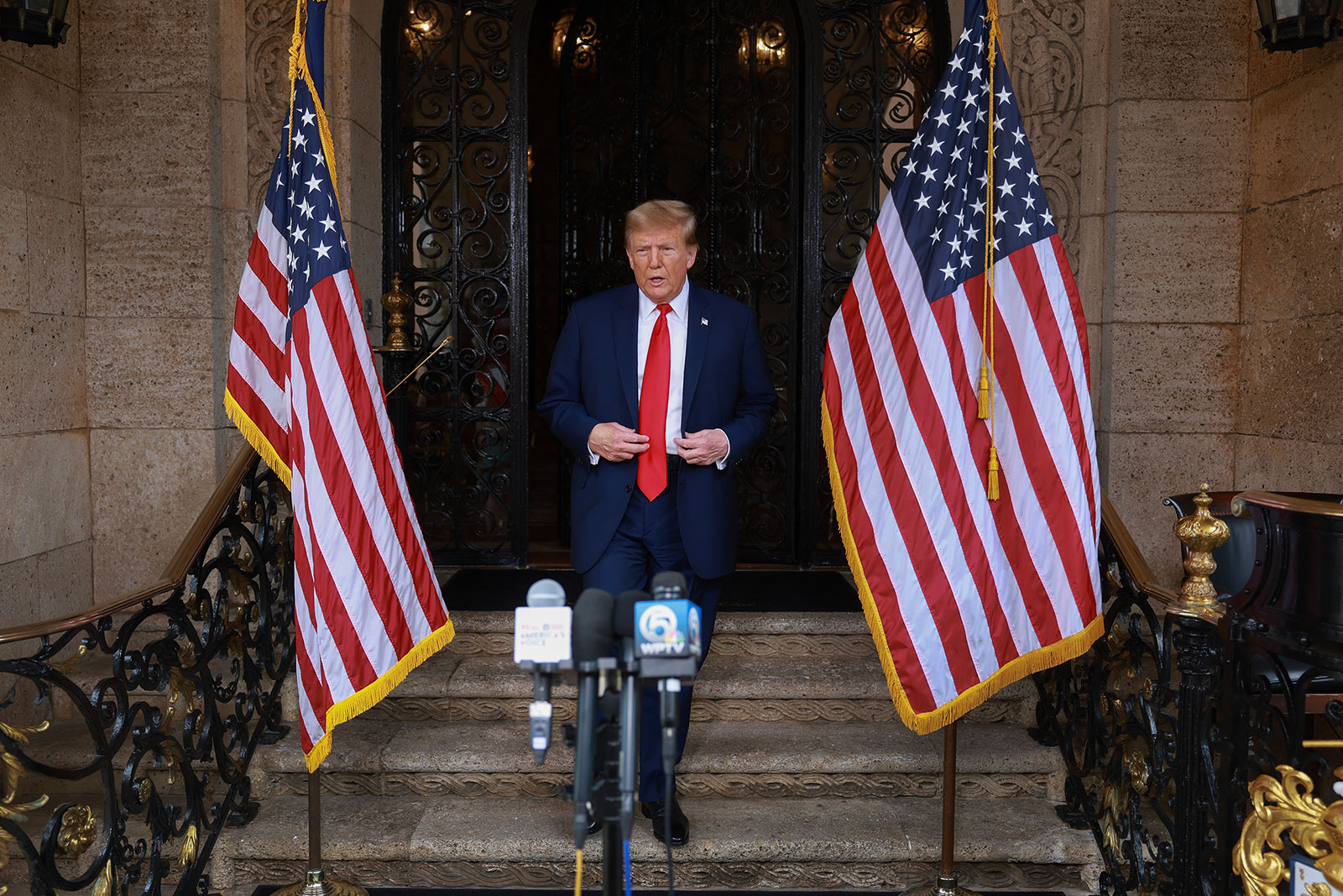 Former President Donald Trump holds a press conference at Mar-a-Lago on Thursday in Palm Beach, Florida. 