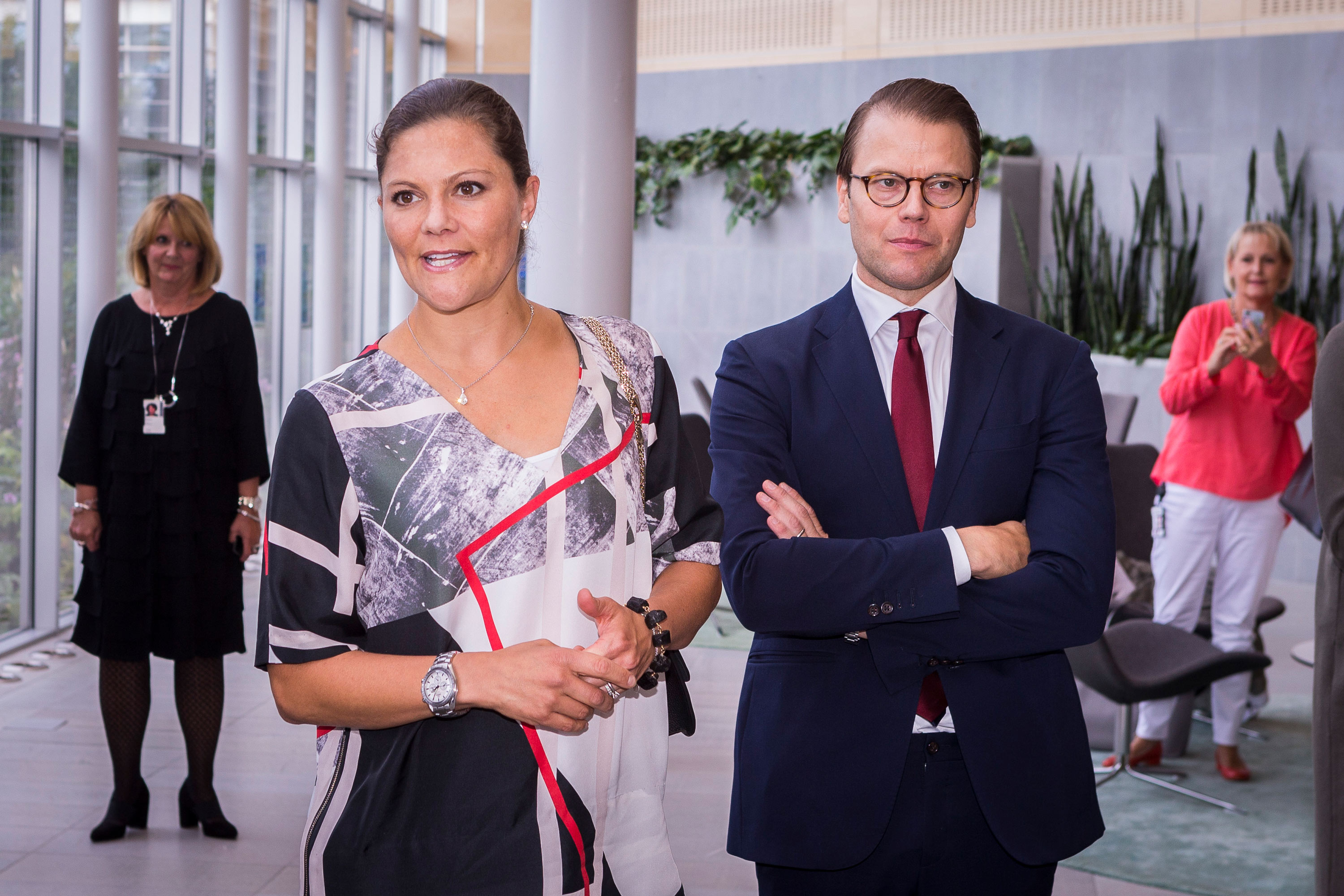 Crown Princess Victoria of Sweden and husband Prince Daniel Westling visit the headquarters of AstraZeneca pharmaceutical on September 10, 2015 in Gothenburg, Sweden. 