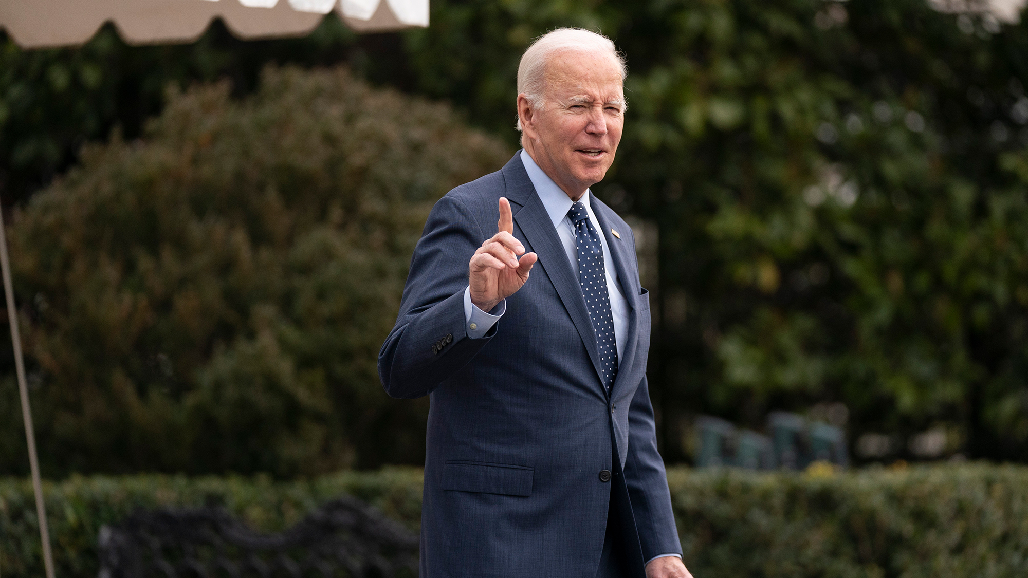President Joe Biden walks aboard Marine One on the South Lawn of the White House on Thursday.