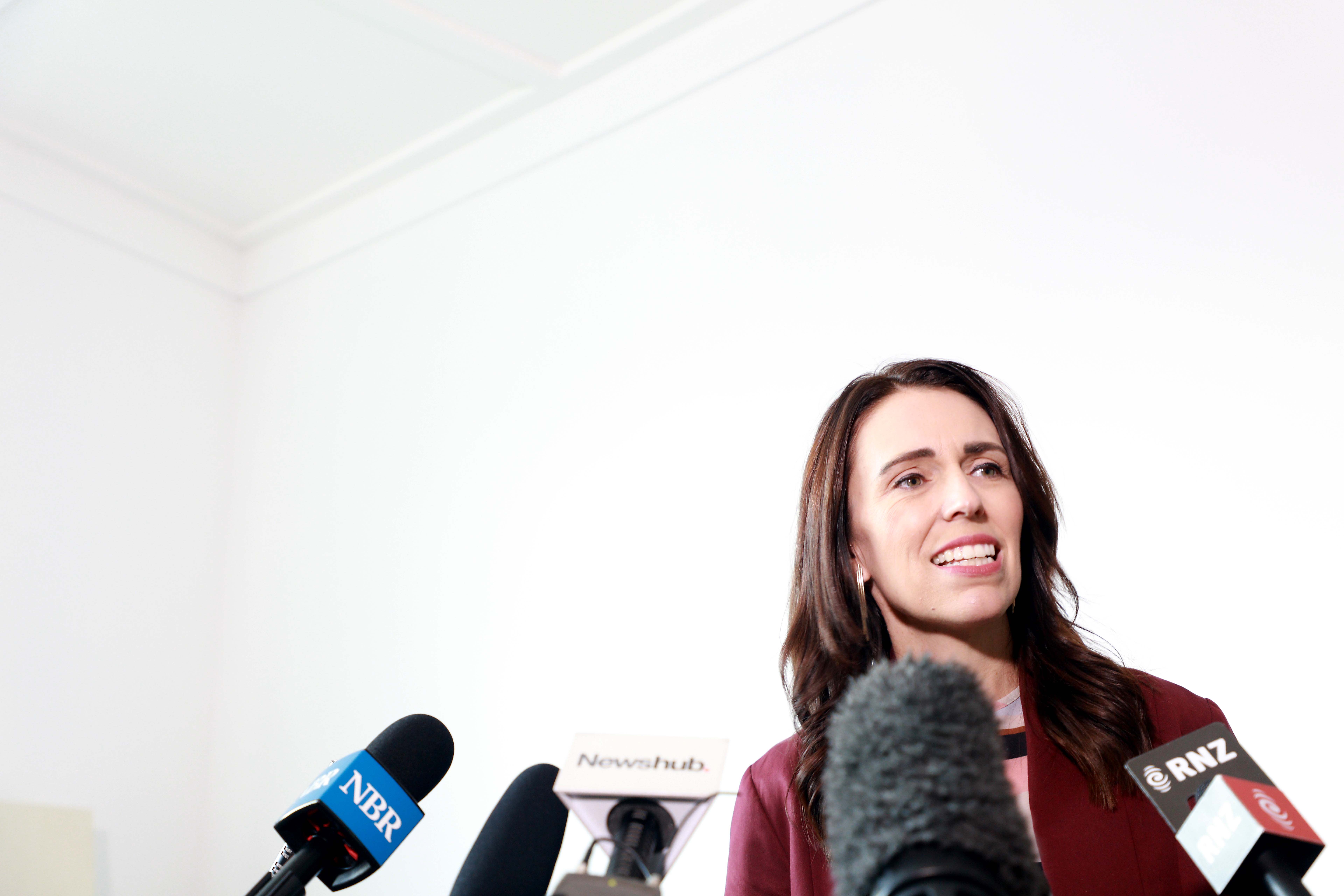 New Zealand Prime Minister Jacinda Ardern speaks to the media in Auckland, New Zealand to announce that France and New Zealand will lead global efforts to try to end the use of social media to organise and promote terrorism. 