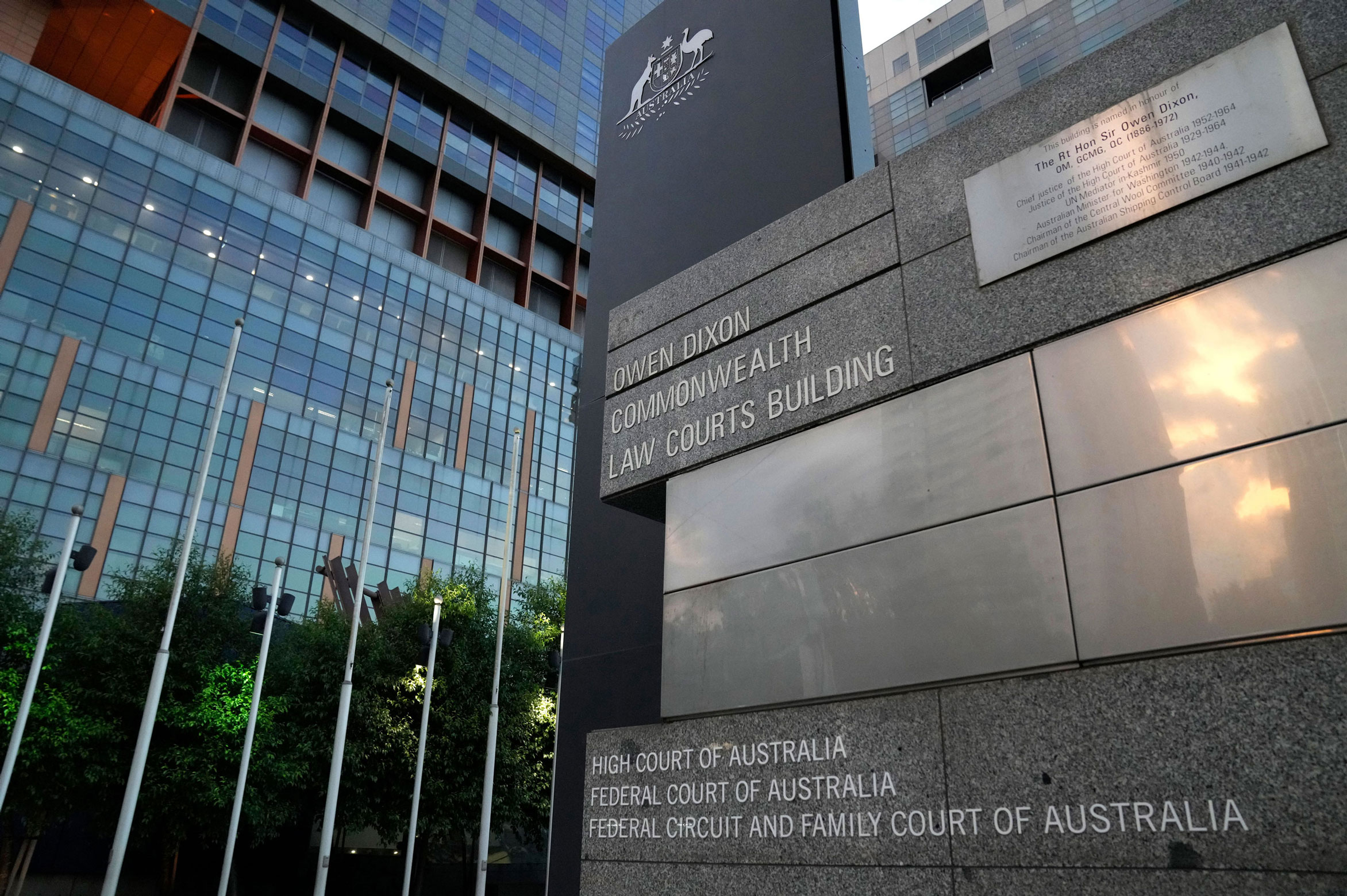 The Owen Dixon Commonwealth Law Courts building, where the hearing of Serbian tennis player Novak Djokovic is held at the Federal Circuit and Family Court of Australia, is seen in Melbourne, Australia, Friday, January 14.