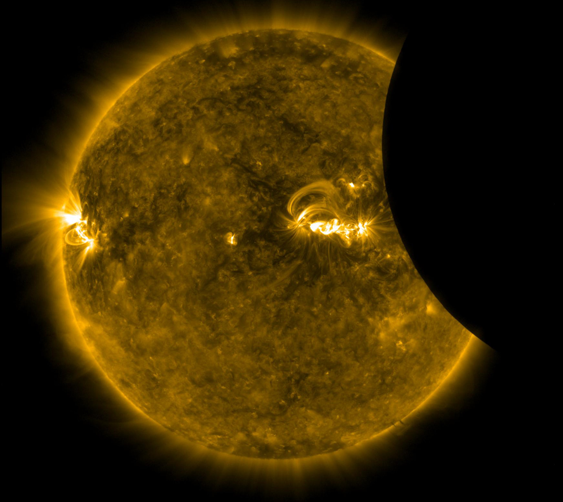 NASA's SDO spacecraft captured details of the sun during the partial eclipse on August 21, 2017.