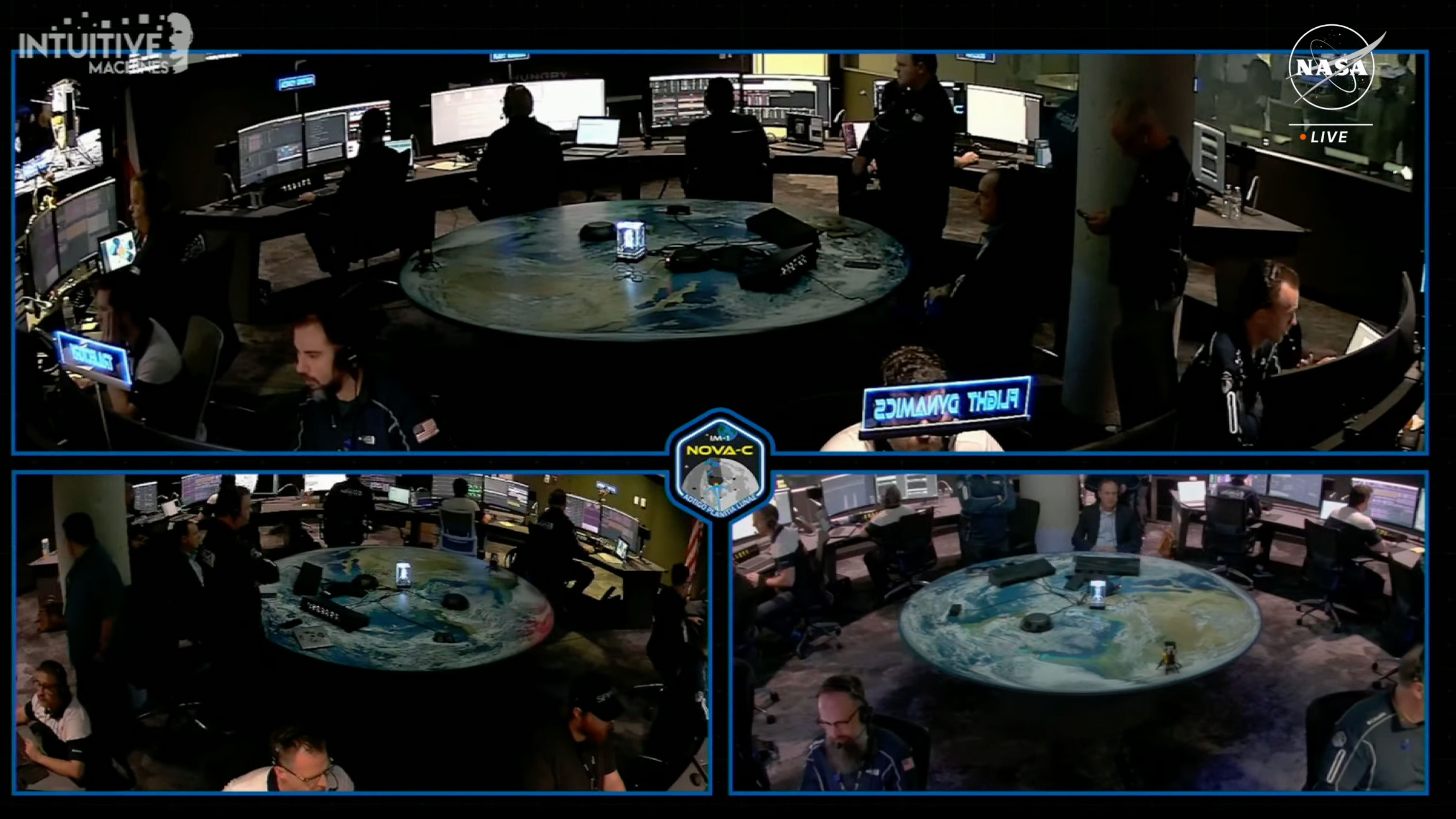 Mission control is seen in this still from the livestreamed webcast.