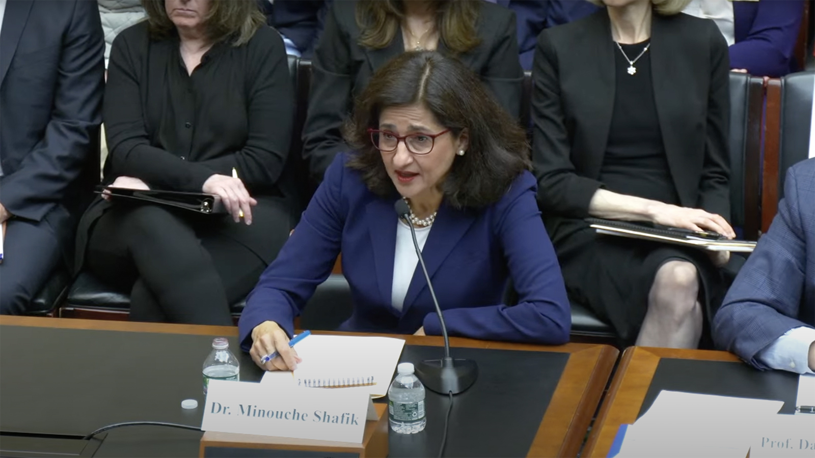Columbia University President Minouche Shafik answers a question from Rep. Tim Walberg during her testifying at the House committee hearing today.