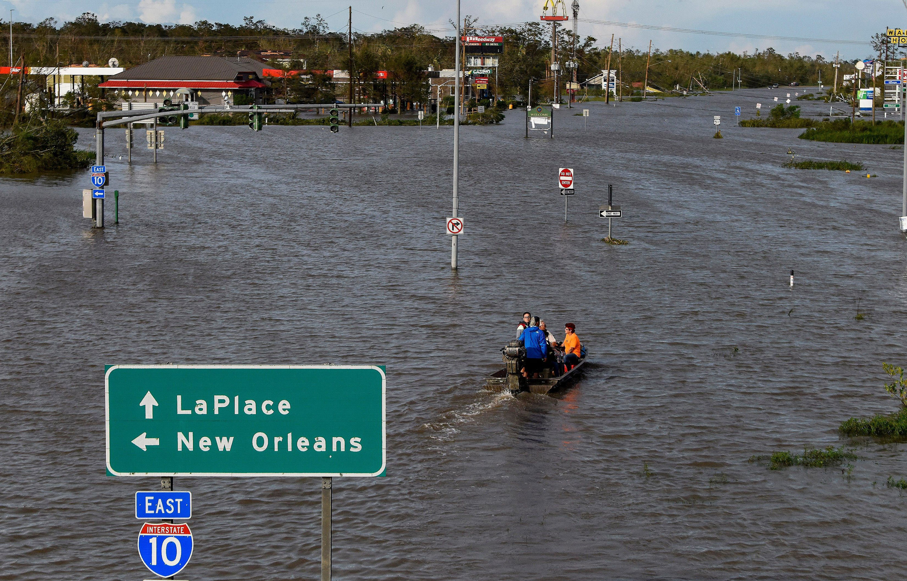 Highway 51 is flooded after Hurricane Ida struck LaPlace, Louisiana.