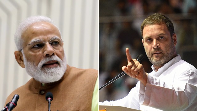 Indian Prime Minister Narendra Modi and main opposition Congress Party leader Rahul Gandhi