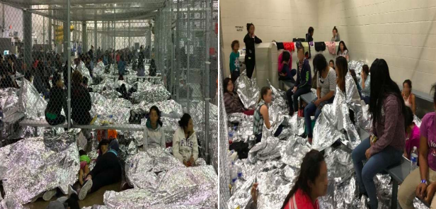 Overcrowding of families observed by OIG on June 11, 2019, at Border Patrol’s McAllen, TX, Centralized Processing Center. 