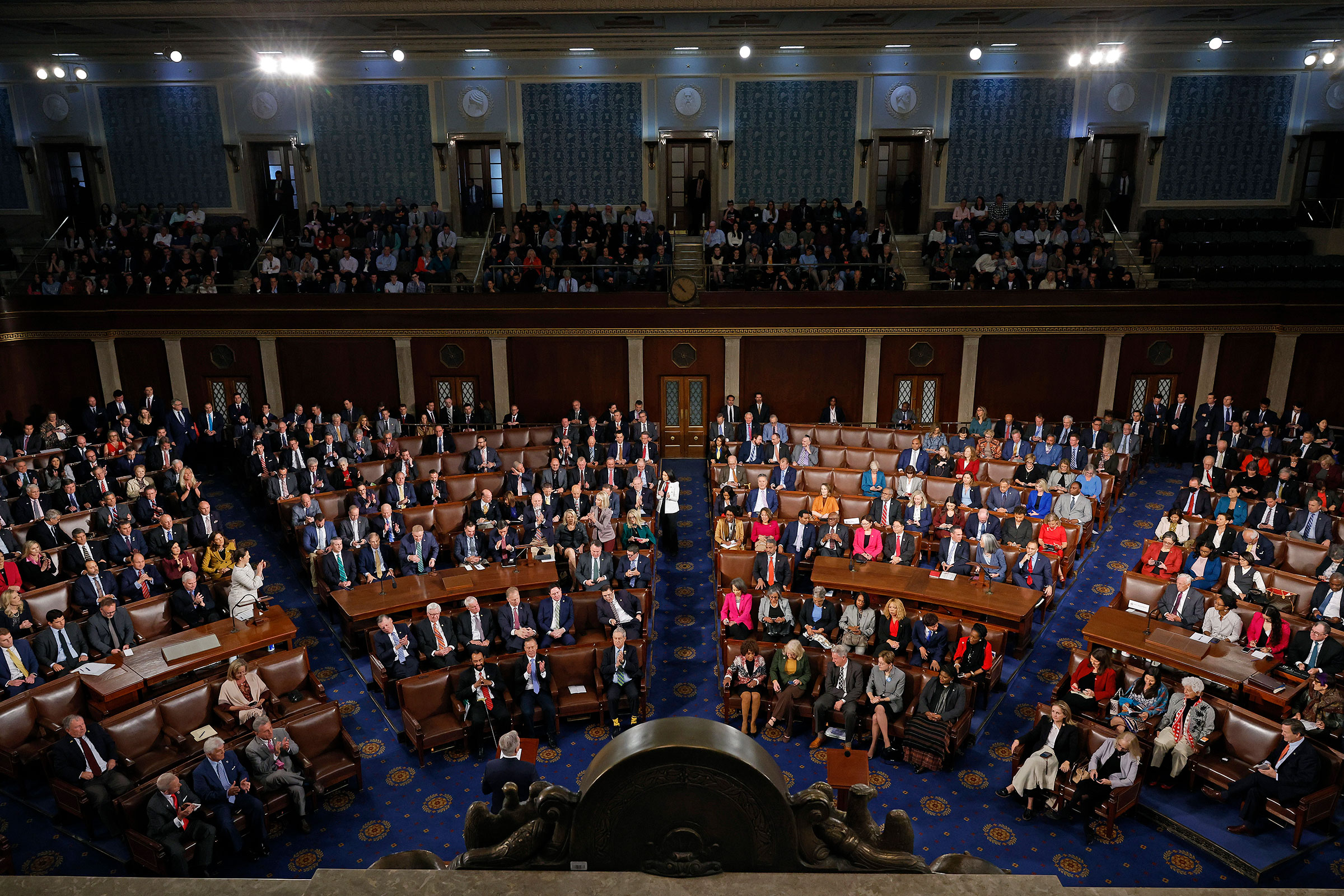 Members of the House of Representatives vote on the House Speaker on October 20 in Washington, DC.