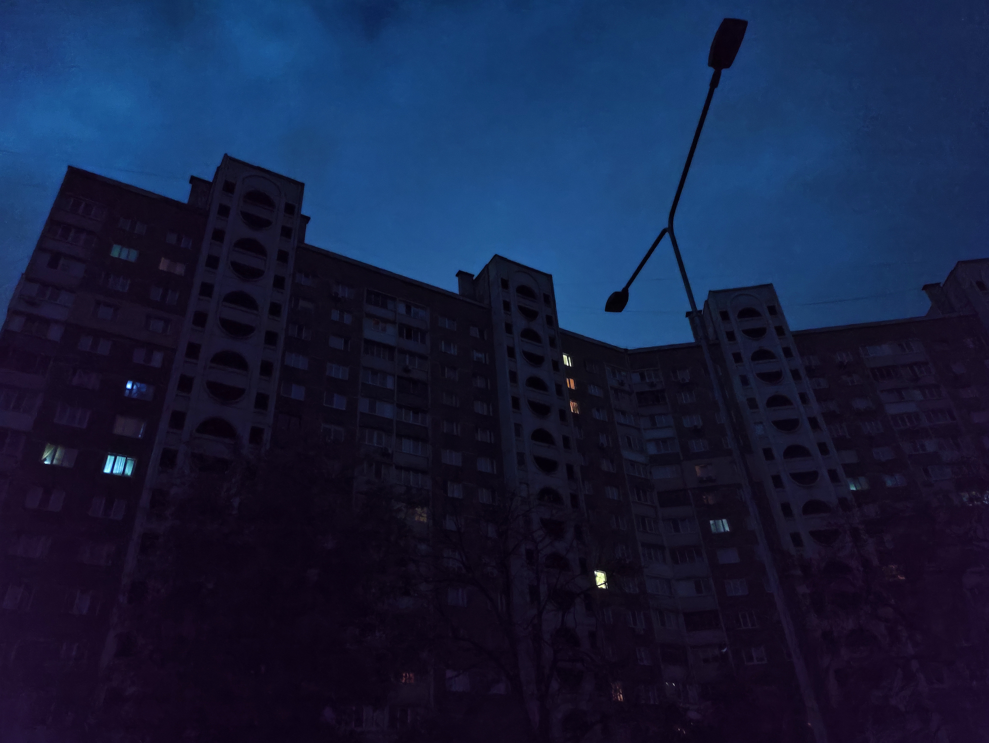 A building during a blackout in Kyiv on October 26. 