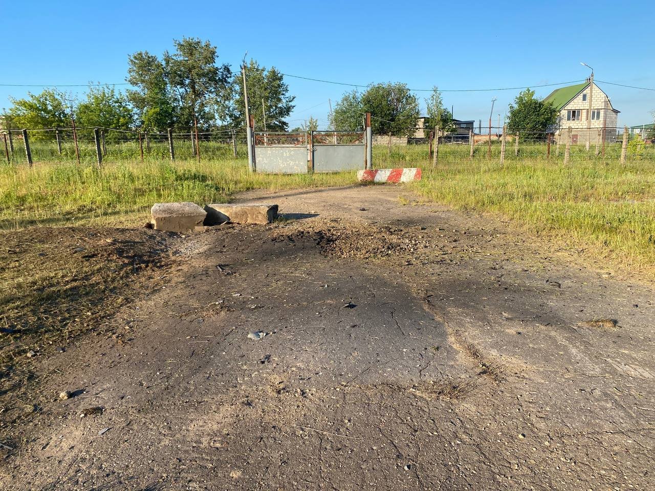 The alleged remains of drones brought down in the Naro-Fominskiy urban district in the village of Kalininets, Russia, on June 21.