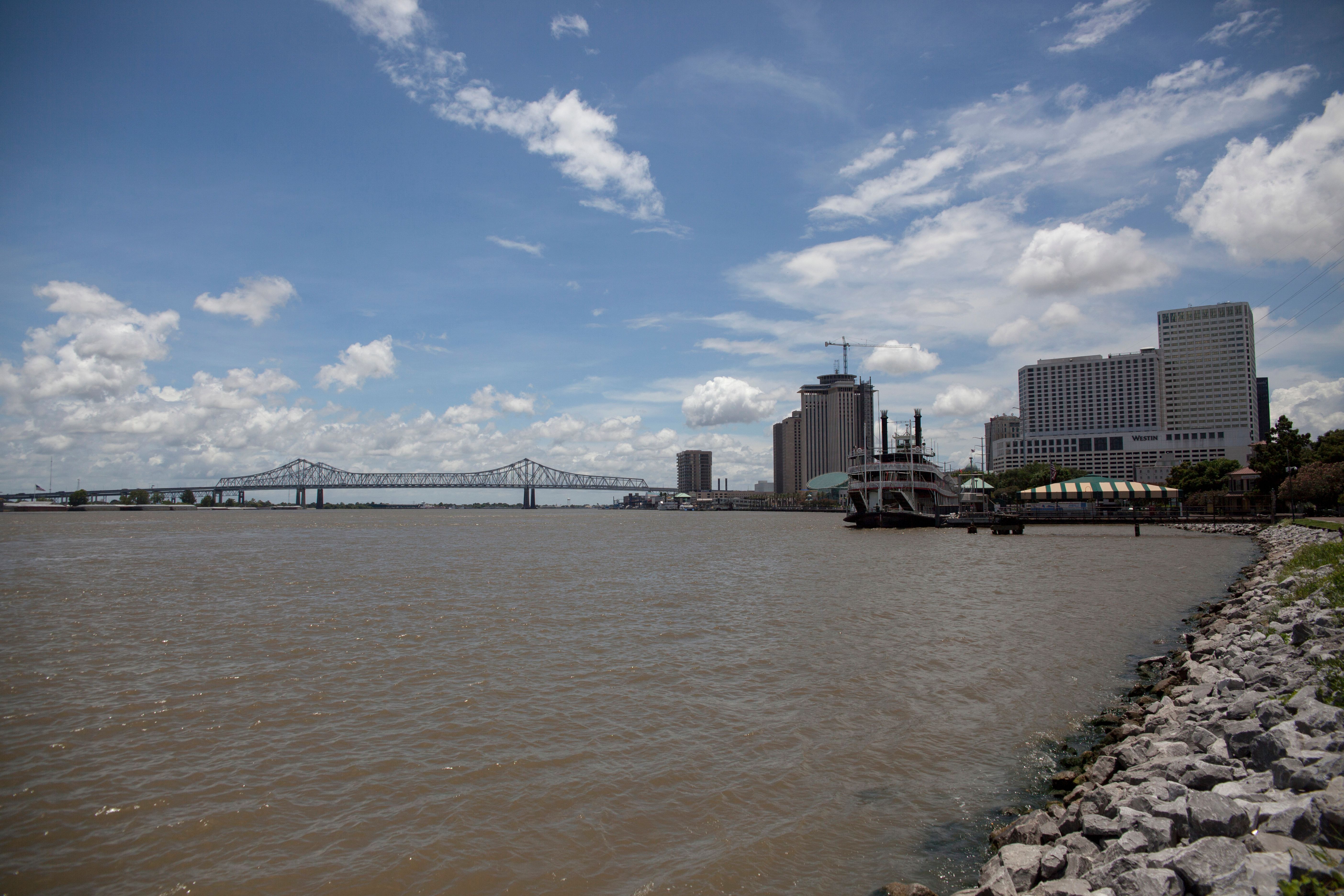 The Mississippi River is seen in New Orleans as Tropical Storm Barry approaches on July 11, 2019. 