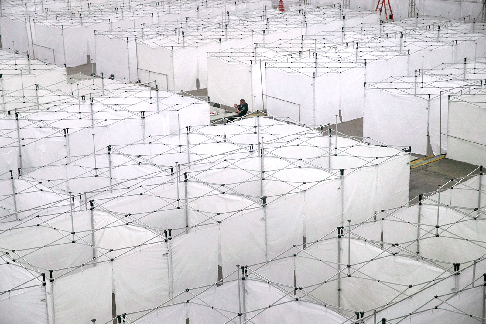 Some 250 Covid-19 isolation bays stand at the ready at the Austin Convention Center in Austin, Texas on August 07.