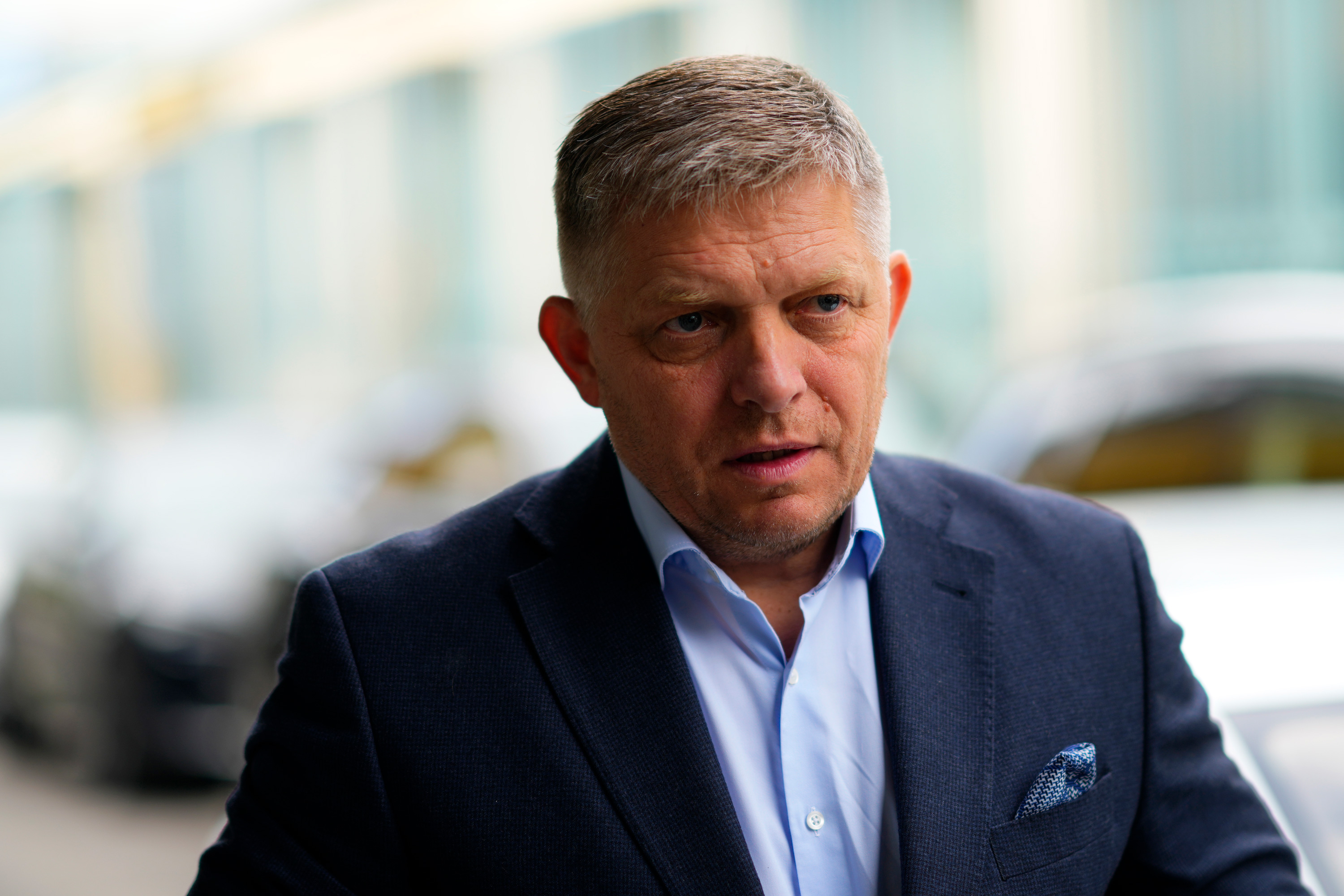 Chairman of SMER-Social Democracy party Robert Fico arrives at his party's headquarters day after an early parliamentary election in Bratislava, Slovakia, on October 1, 2023.
