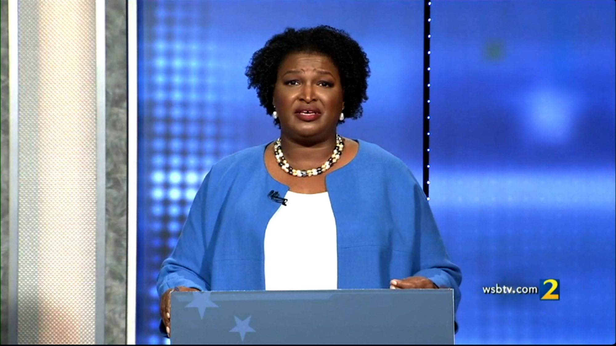 Abrams at the debate Sunday. 