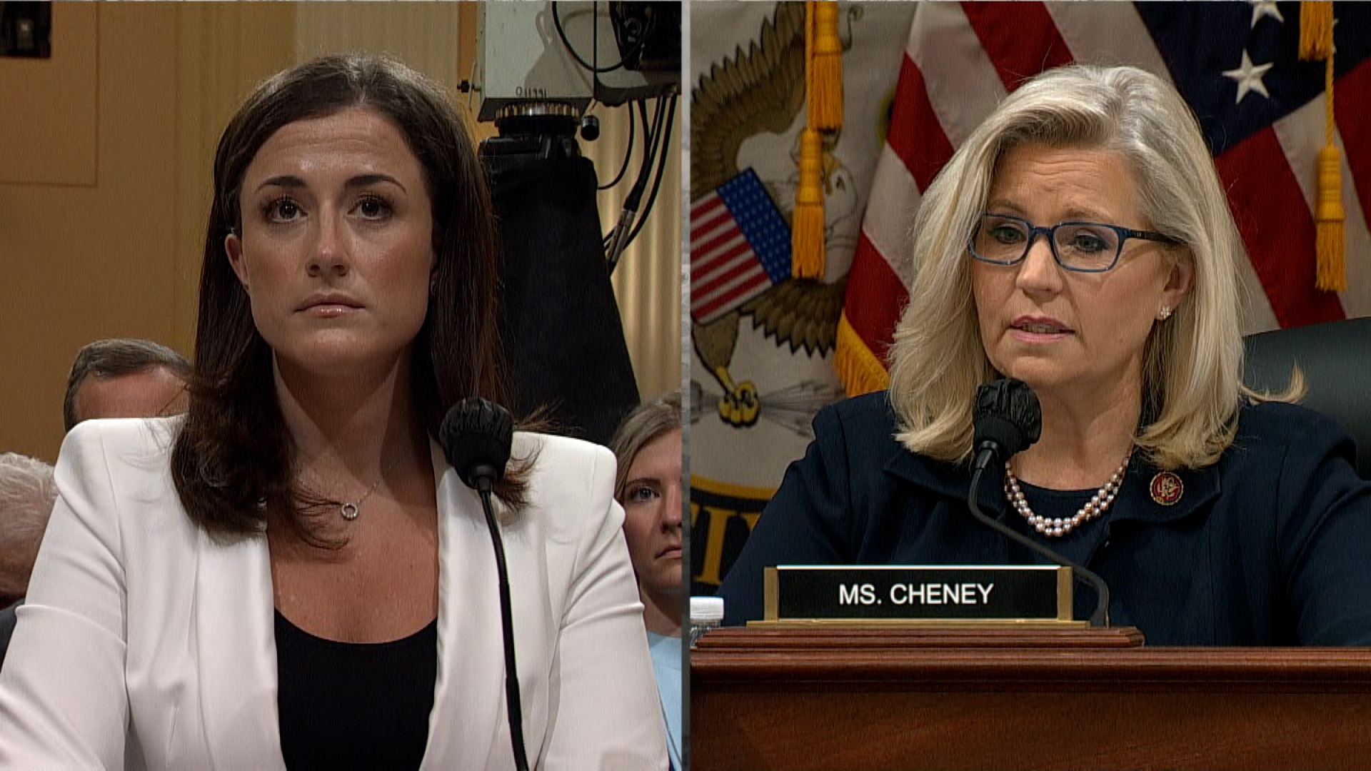 Cassidy Hutchinson, left, and Rep. Liz Cheney