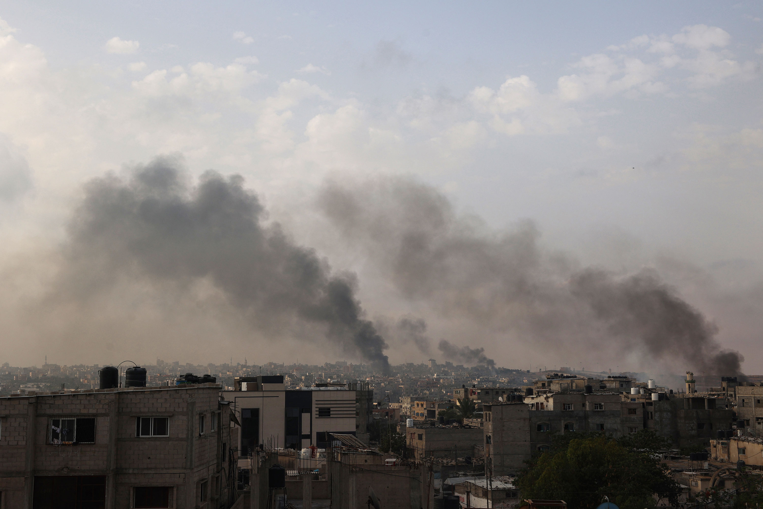  Smoke billows following Israeli strikes in Rafah, Gaza, on May 28. 