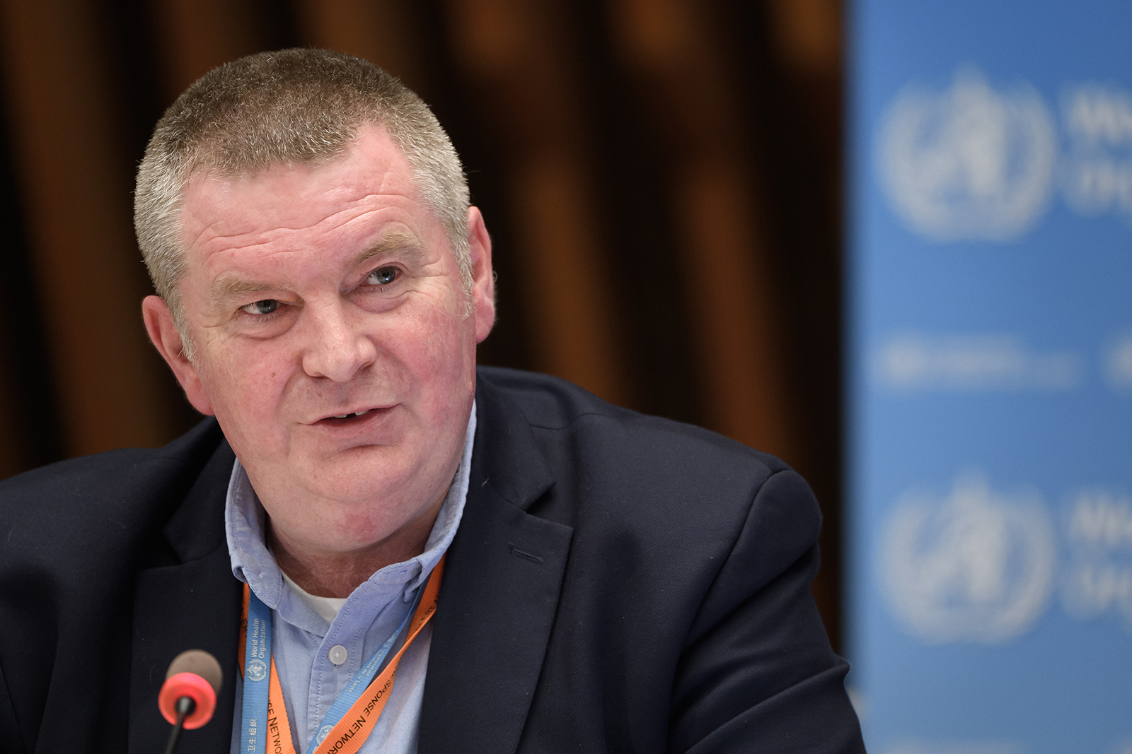 WHO Health Emergencies Programme head Michael Ryan attends a press conference at the WHO headquarters in Geneva on July 3.