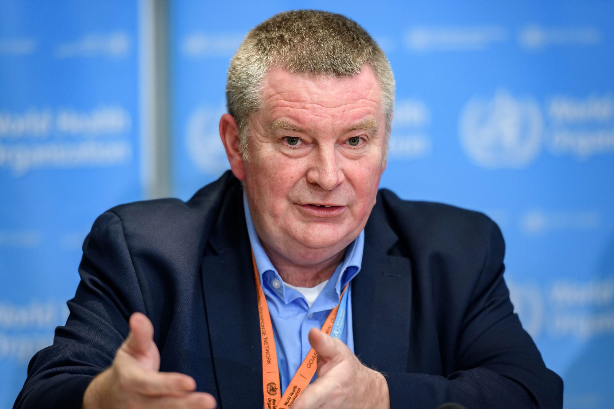 World Health Organization Health Emergencies Programme Director Dr. Michael Ryan speaks during a daily press briefing at the WHO headquarters in Geneva on March 9, 2020. 