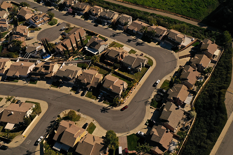A neighborhood of homes in Chino Hills, California on February 8.