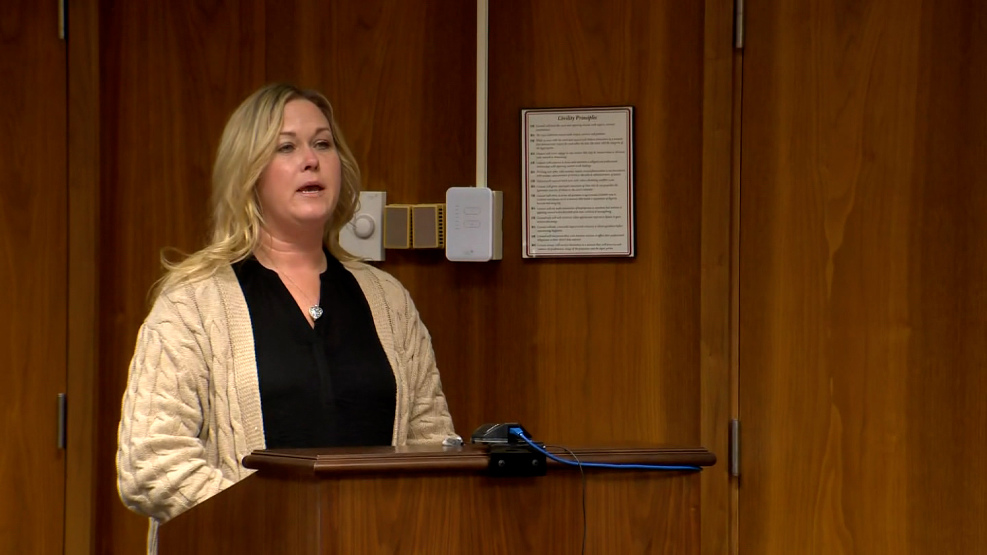 Jill Soave delivers a victim impact statement at Ethan Crumbley's sentencing on Friday.