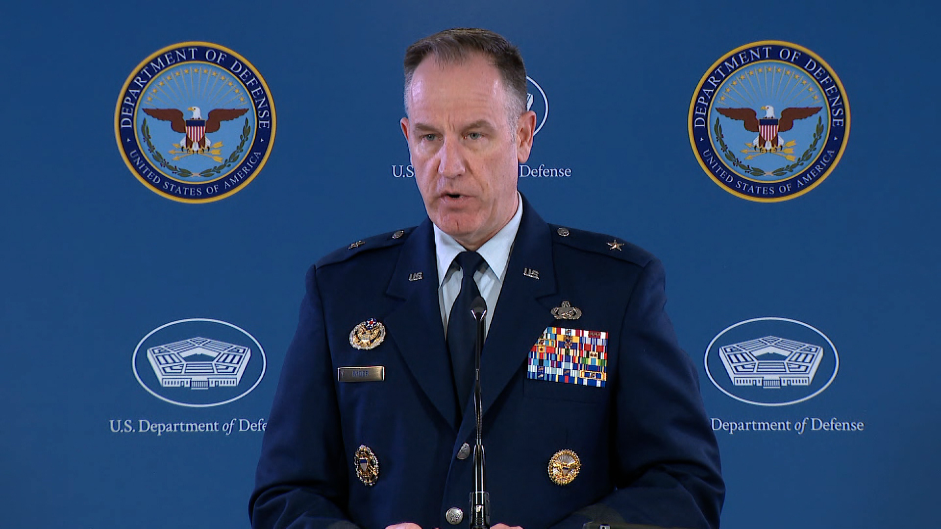 Pentagon Press Secretary Brig. Gen. Pat Ryder speaks during a press briefing.