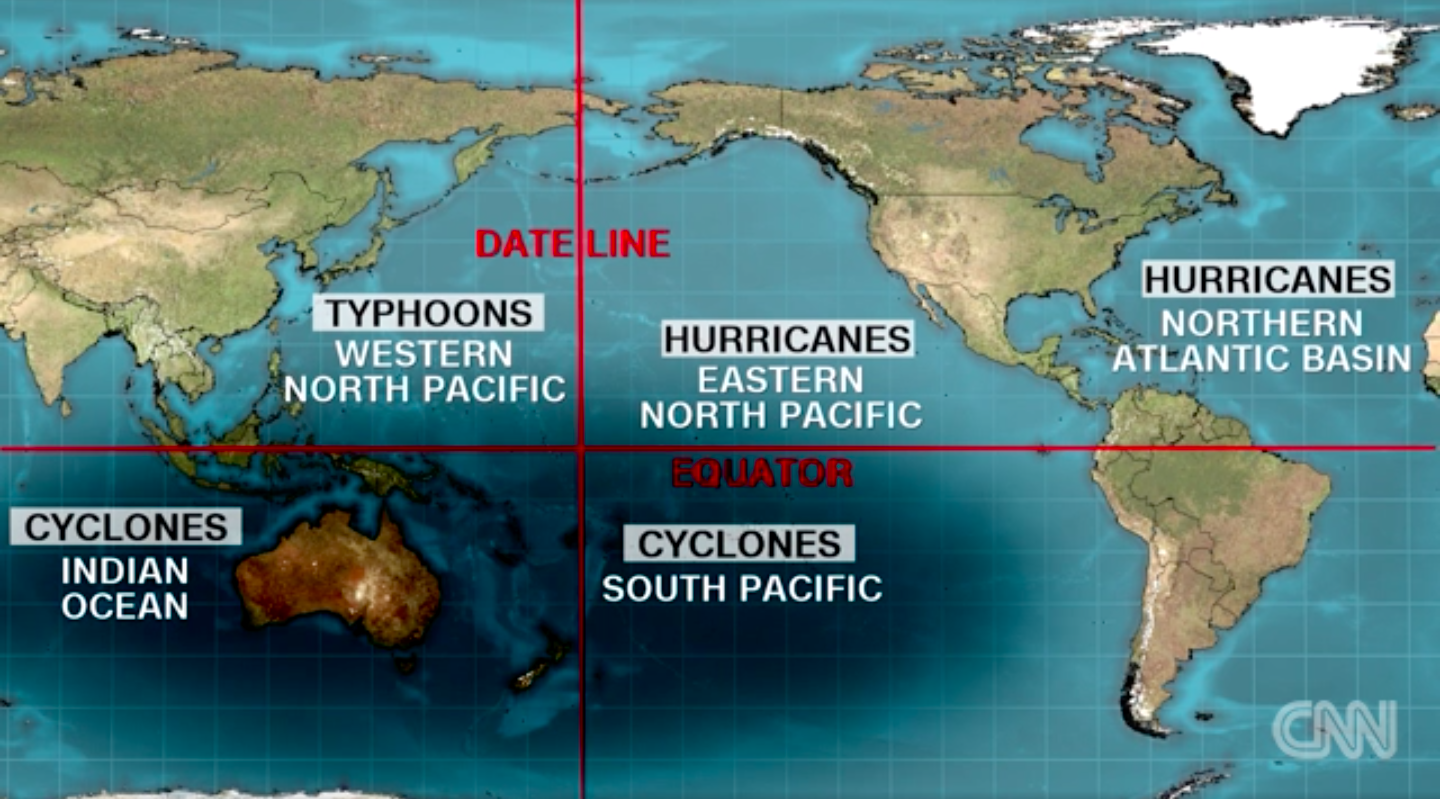 What is the difference between a hurricane and a typhoon?