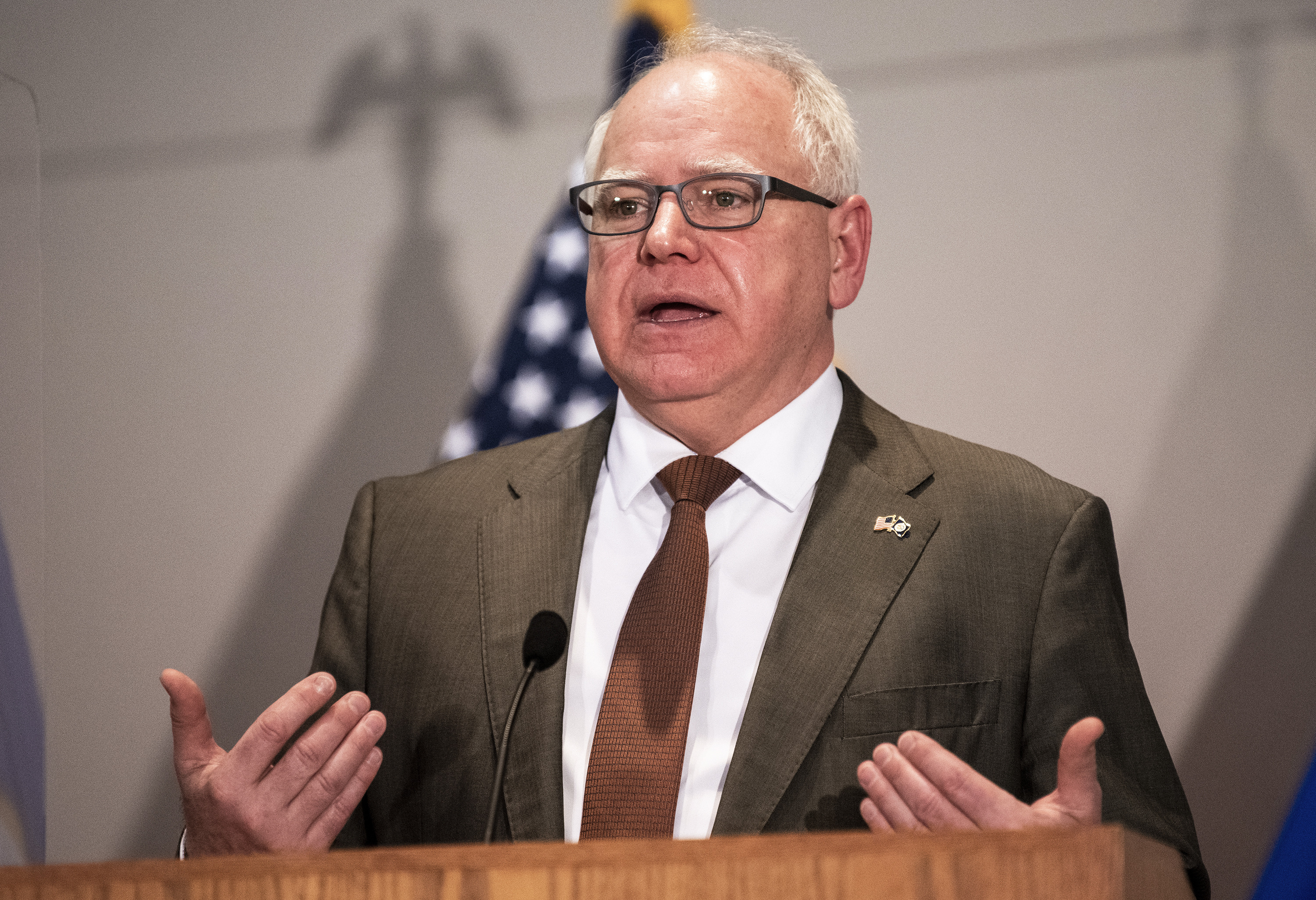 Minnesota Governor Tim Walz speaks during a press conference on April 19, 2021 in St. Paul, Minnesota.