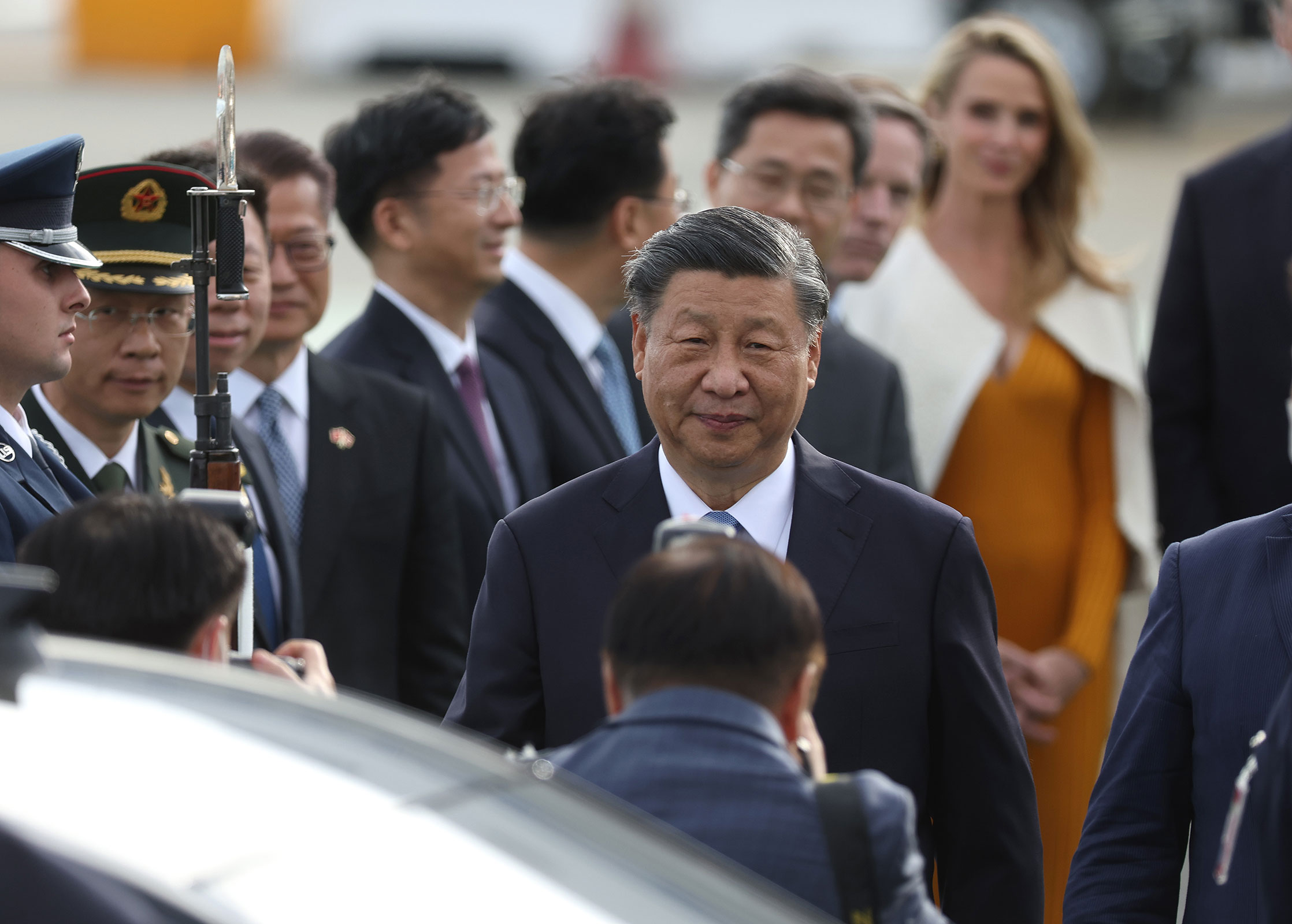 Chinese President Xi Jinping arrives at San Francisco International Airport ahead of the APEC summit on November 14, in San Francisco, California. 