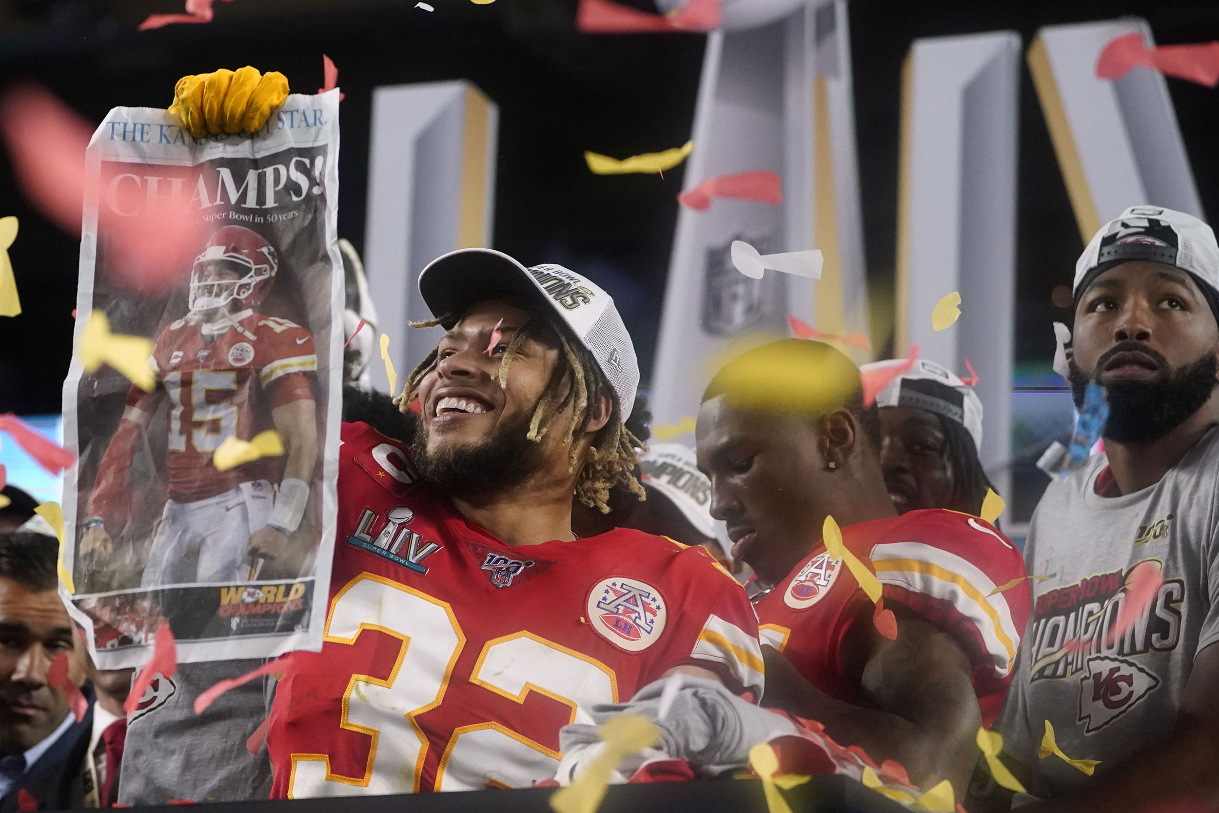 Tyrann Mathieu Kansas City Chiefs Unsigned Super Bowl LIV Celebration  Photograph