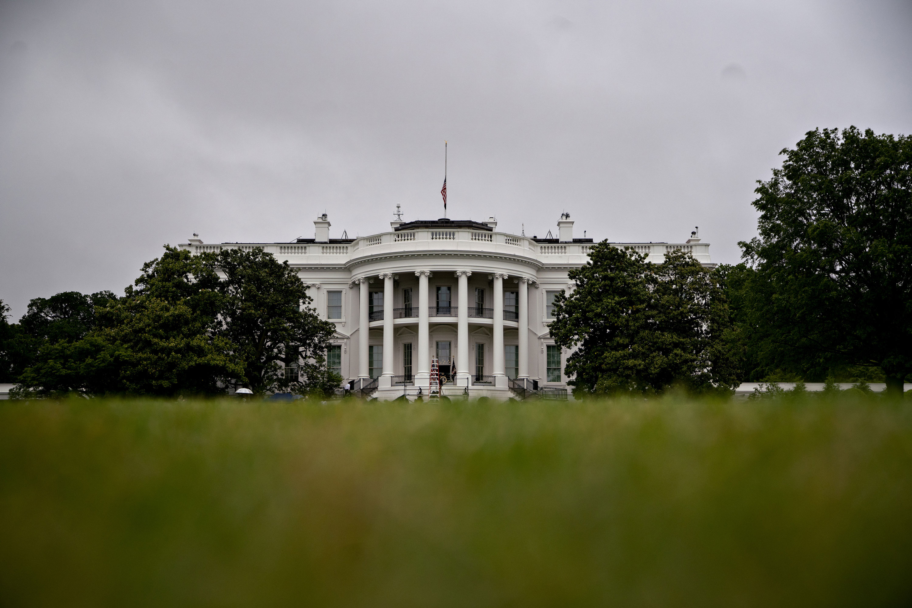 The White House stands past the South Lawn in Washington, D.C., on May 22.