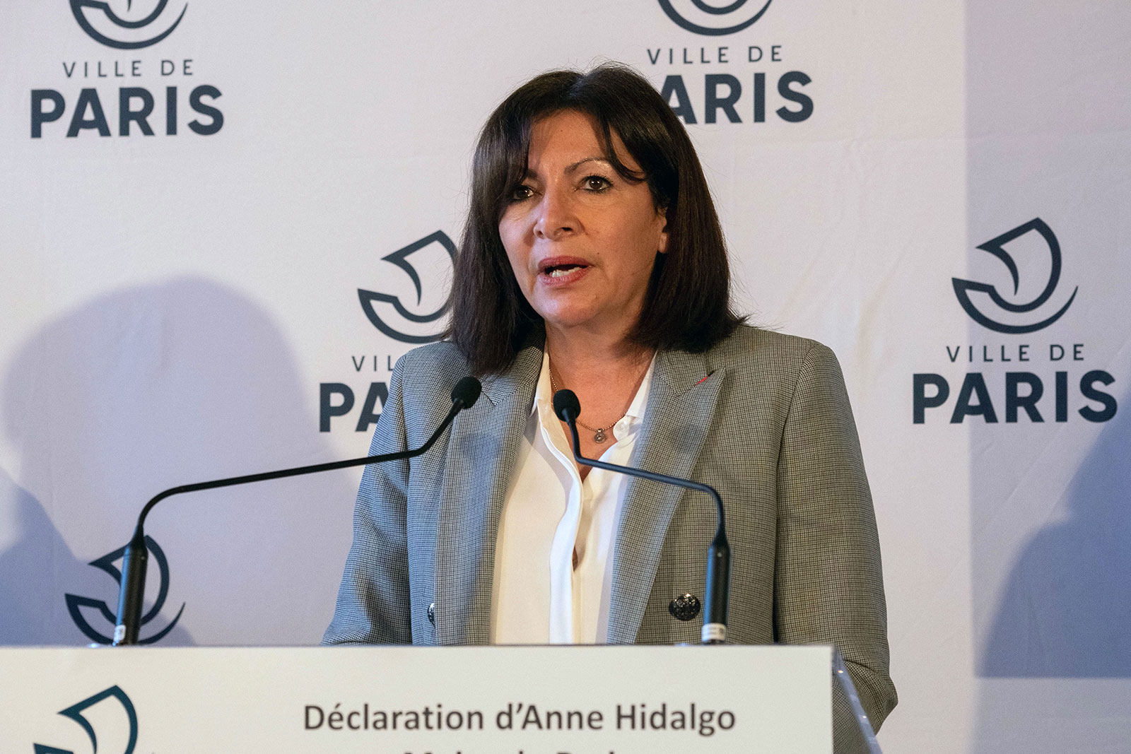 Paris mayor Anne Hidalgo speaks during a press conference on Monday, March 1.