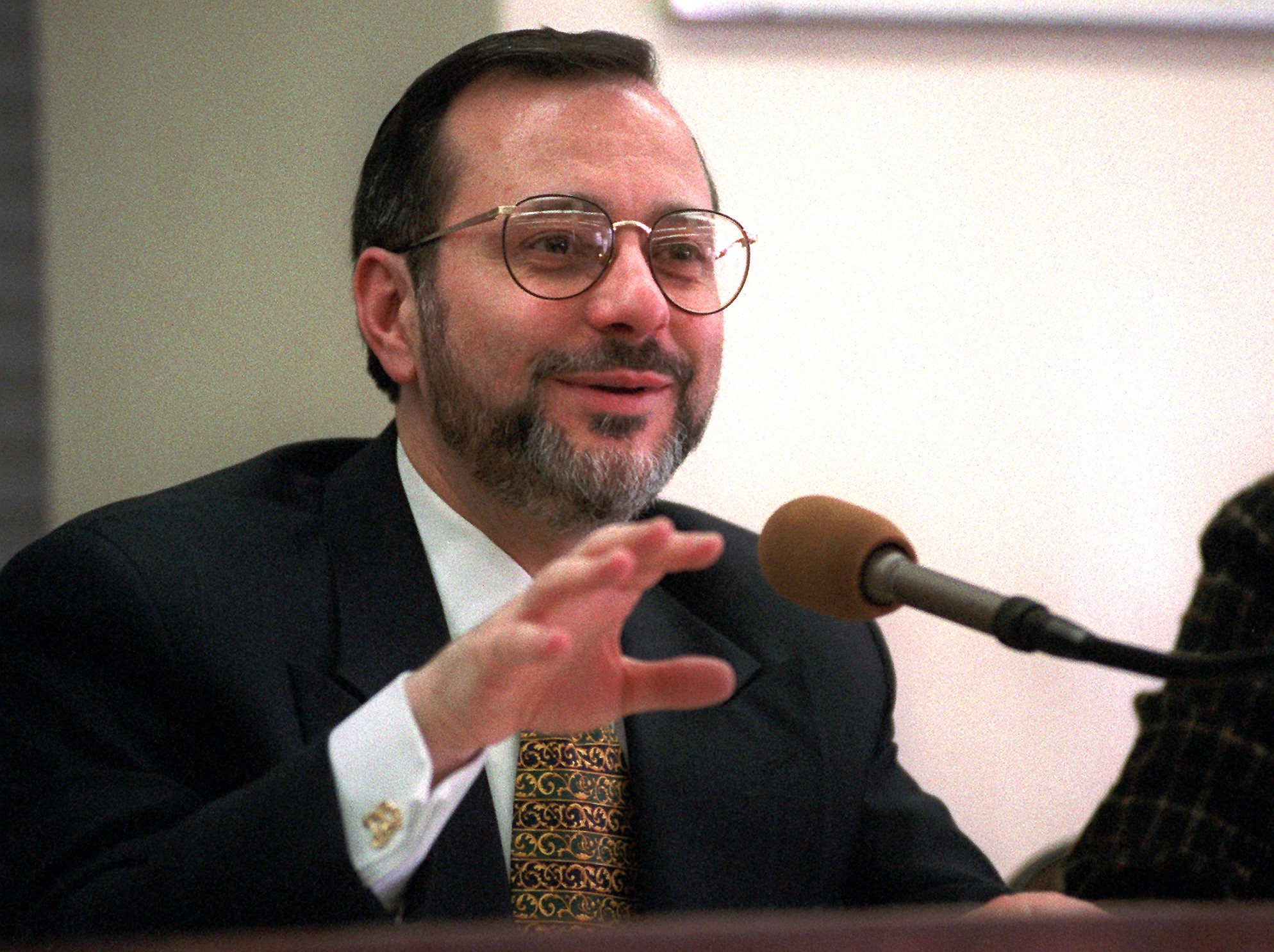 Brooklyn Supreme Court Justice Noach Dear addresses a meeting for the transportation committee in New York, on Thursday March 28, 1996.