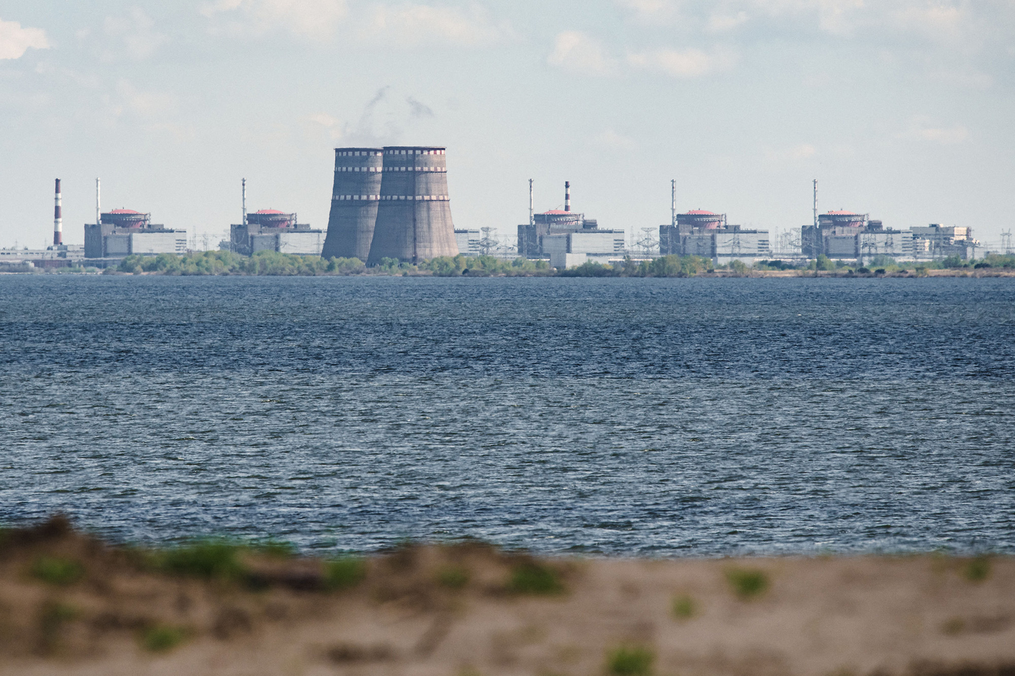 The Zaporizhzhia nuclear power plant situated in the Russian-controlled area of Enerhodar is seen on April 27.