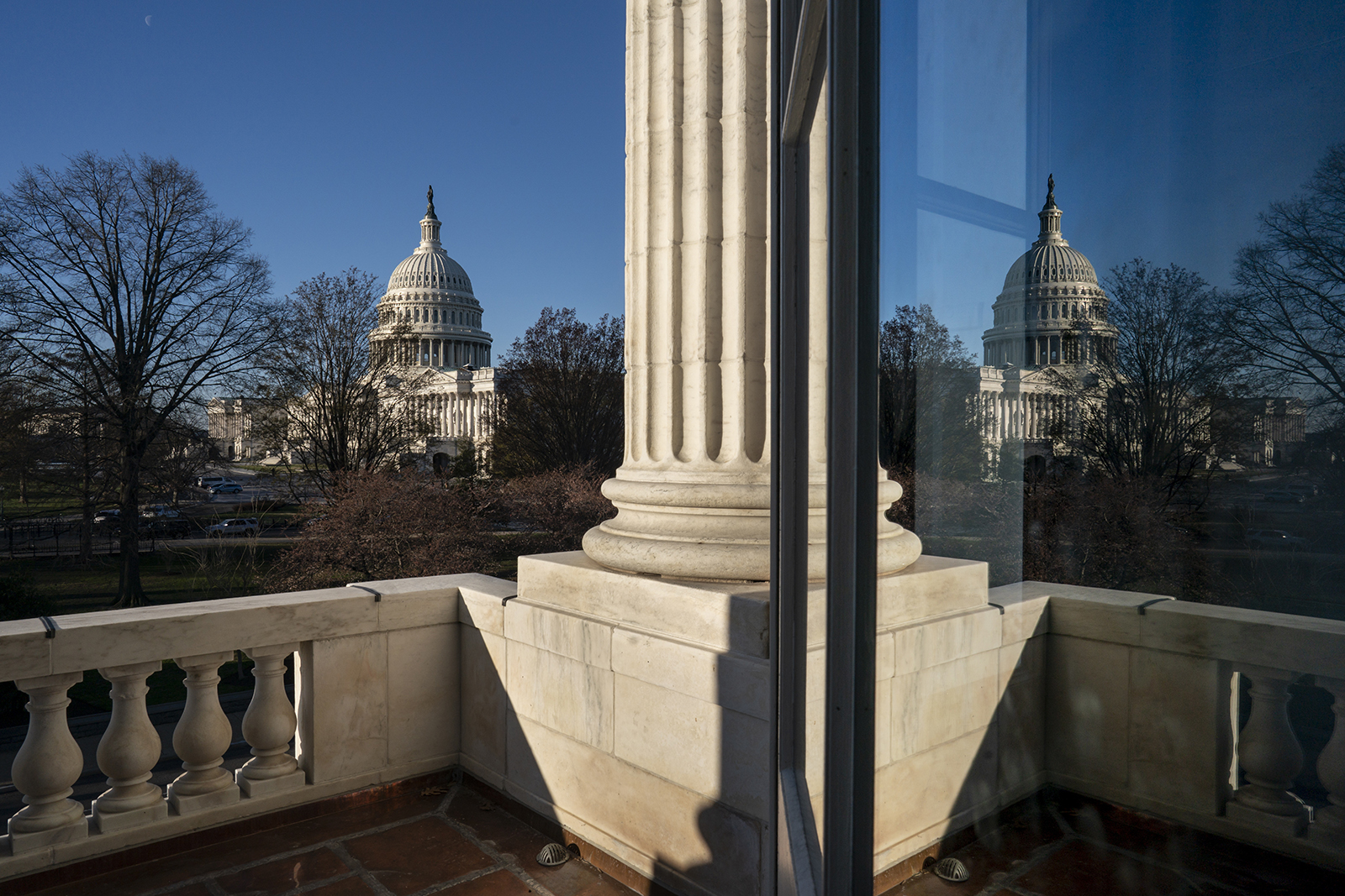 The Capitol is seen through a doorway in the Russell Senate Office Building in Washington on March 15.