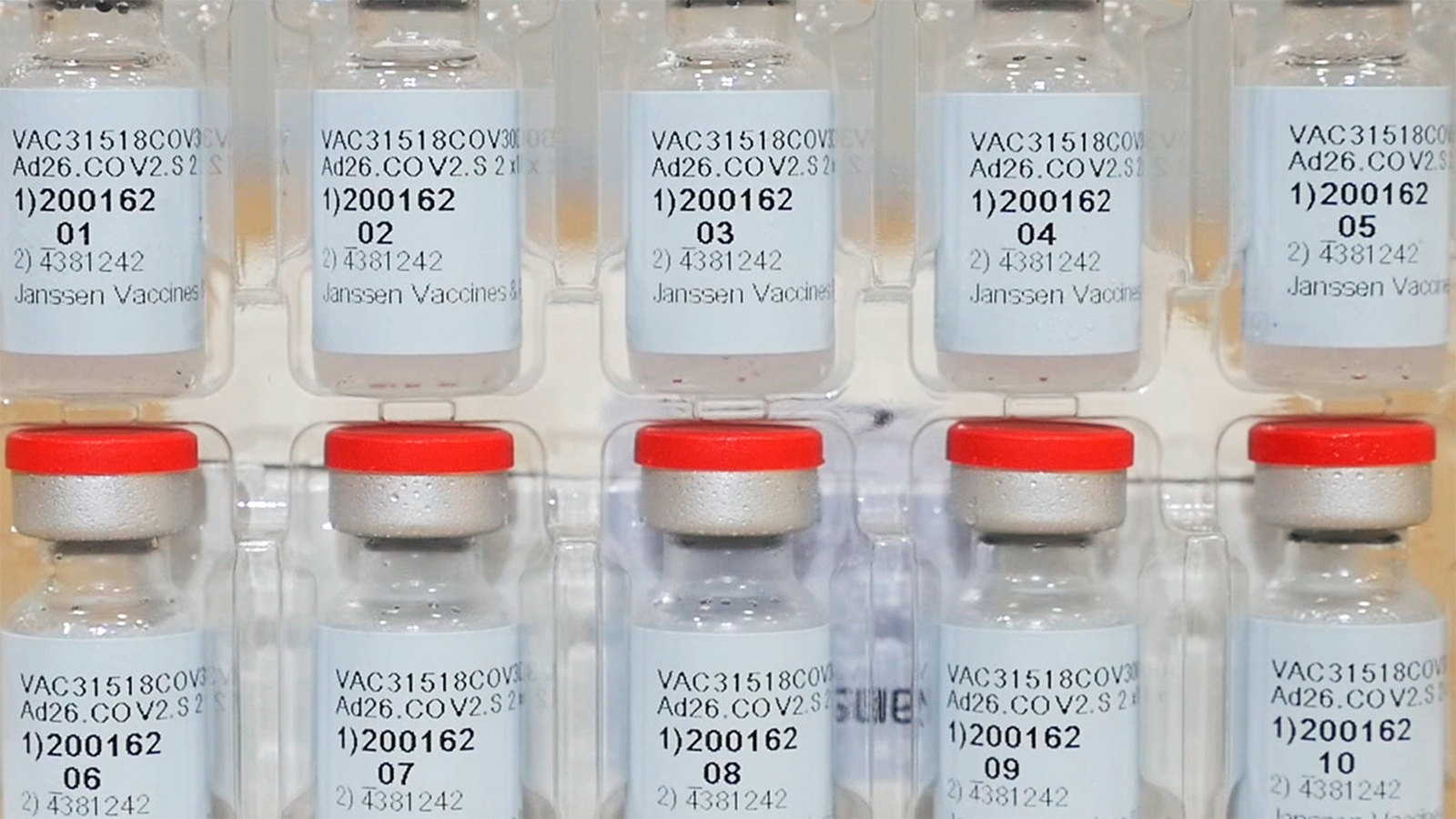 In this file photo, Johnson & Johnson vials of the Janssen Covid-19 vaccine are seen in the United States, on December 2, 2020.