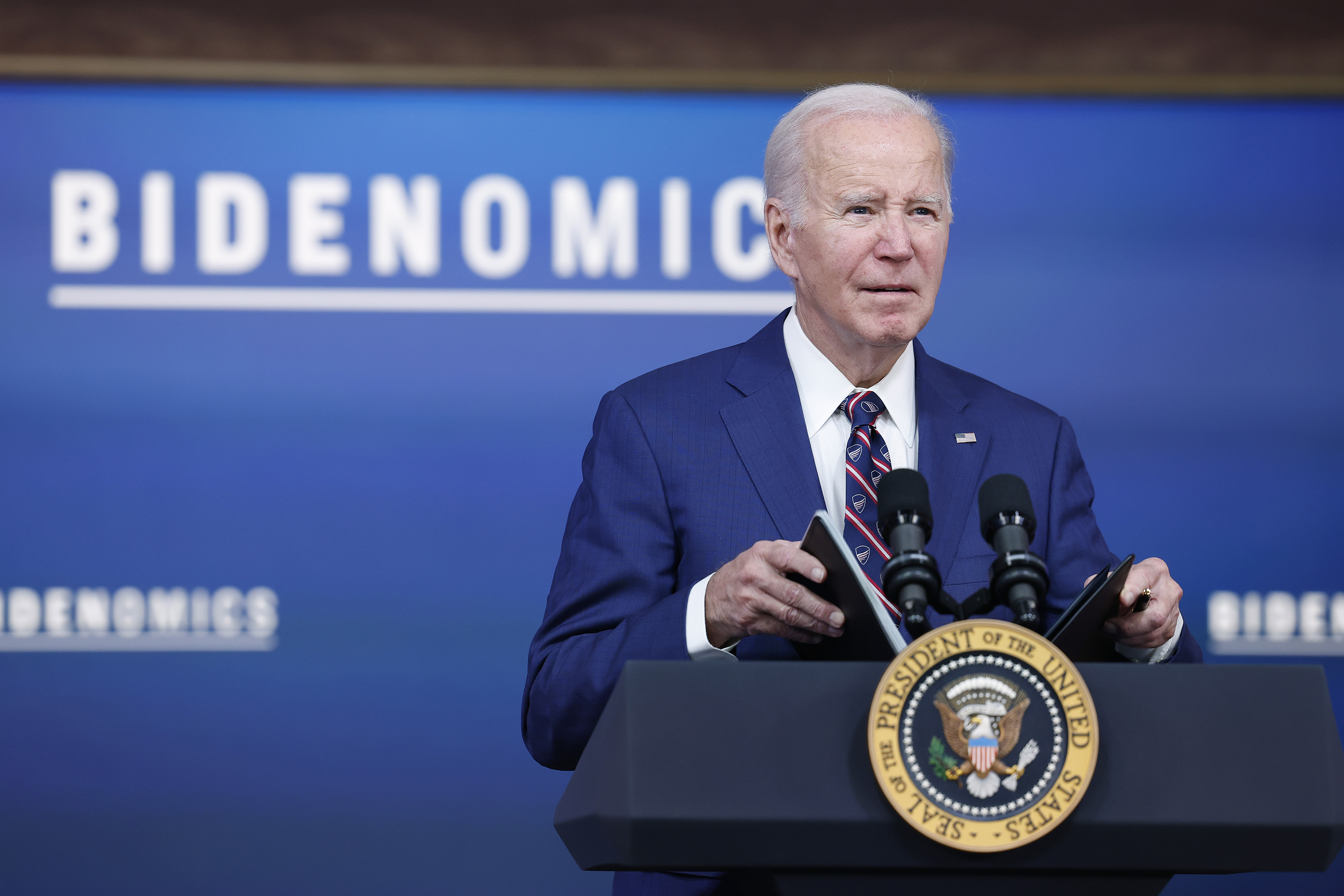US President Joe Biden speaks during an event at the White House on October 23, in Washington, DC.