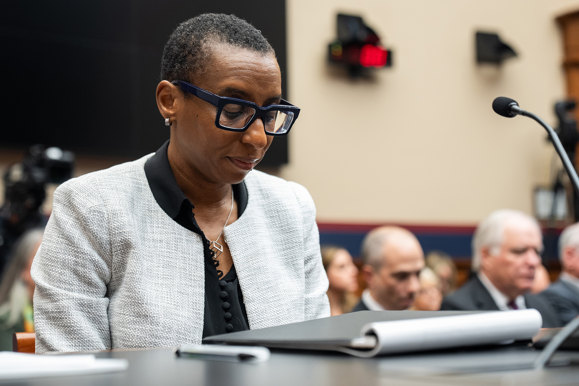 Harvard University President Claudine Gay sits before the House Committee on Education and the Workforce at a hearing on Dec 5, 2023 in Washington, DC, on the recent rise in antisemitism on college campuses.