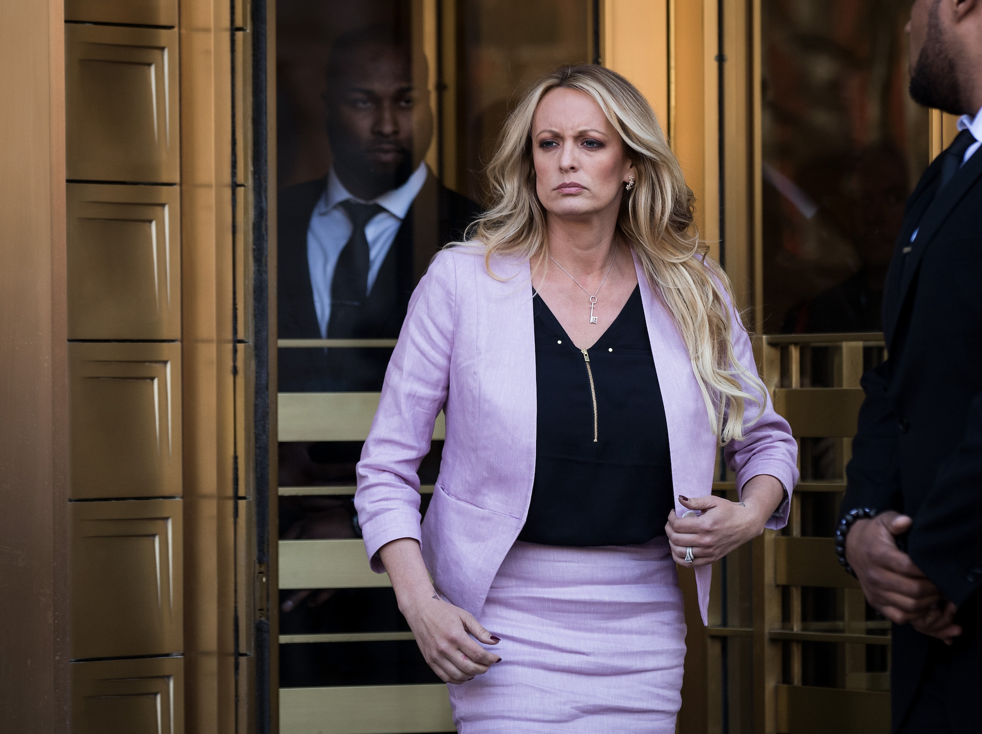 Stormy Daniels exits the a federal court in New York City on April 16, 2018.