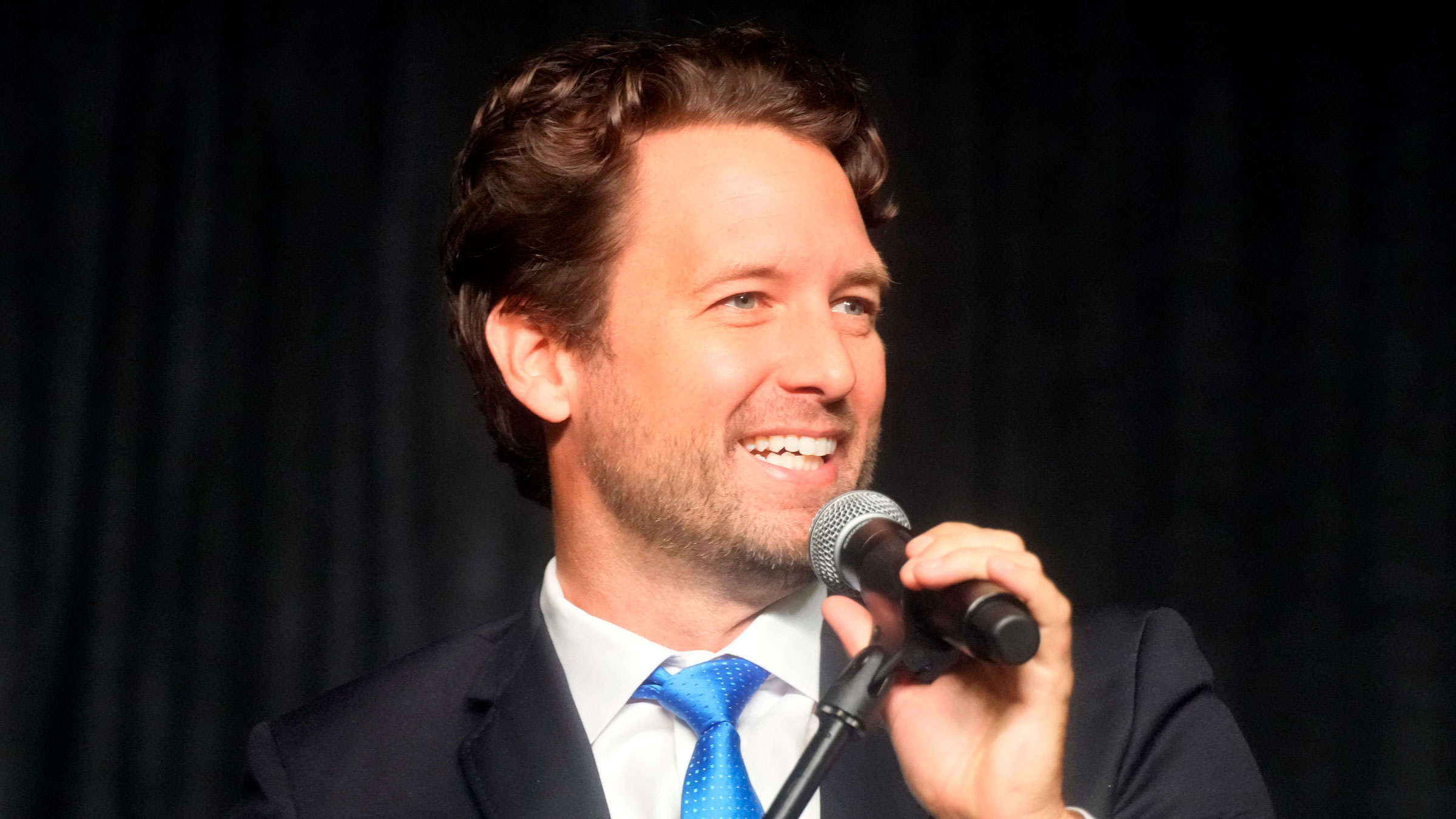 Joe Cunningham addresses delegates at South Carolina's Democratic Party convention on Saturday.