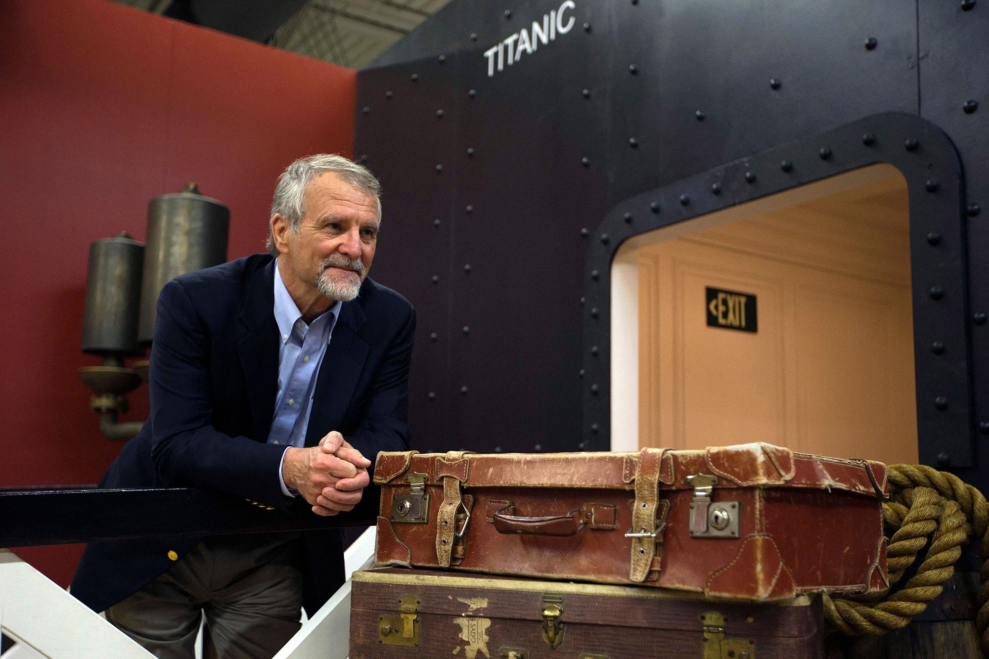 Paul-Henri Nargeolet, director of a deep ocean research project dedicated to the Titanic, poses inside the new exhibition dedicated to the sunken ship, at 'Paris Expo', on May 31, 2013, in Paris, France.