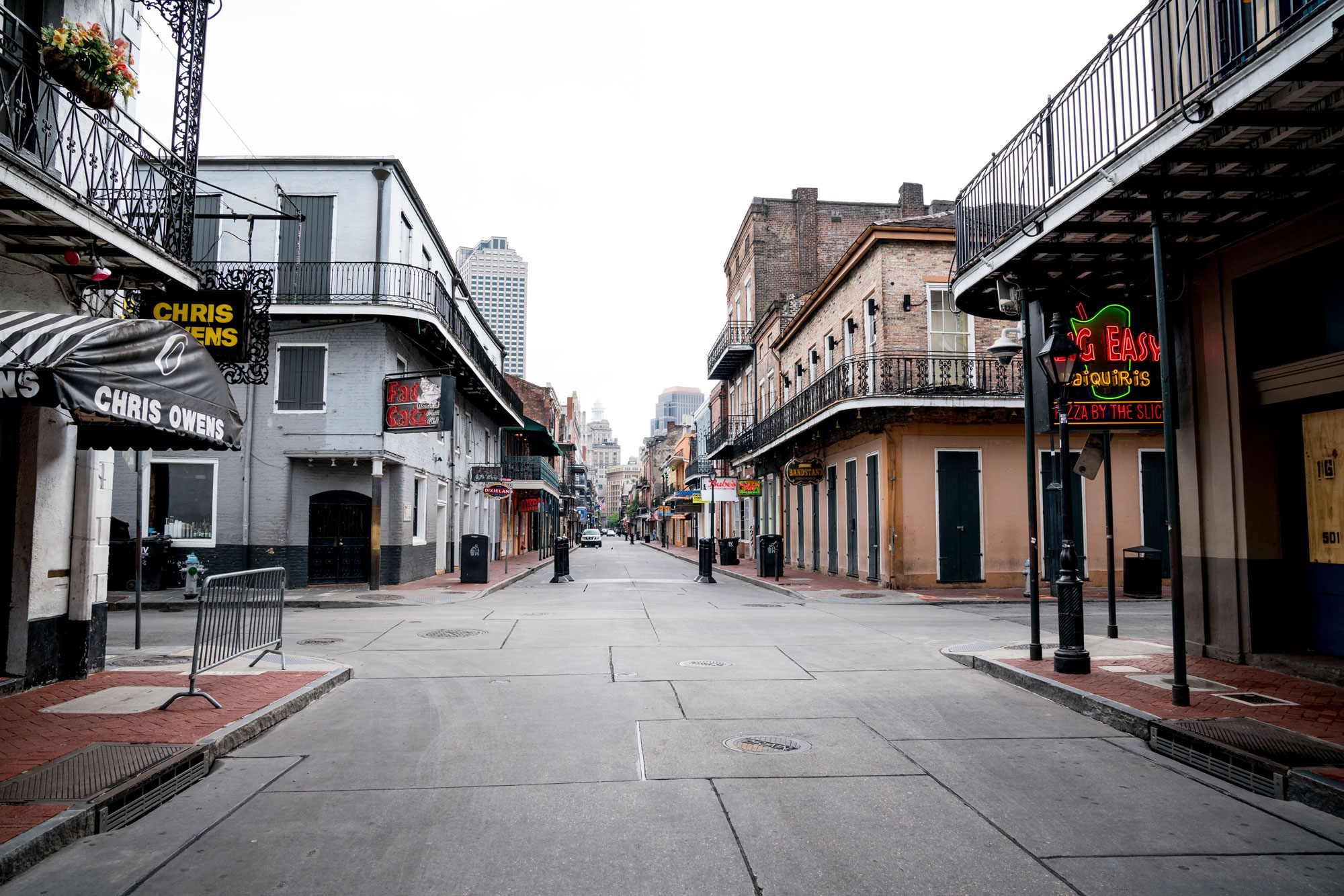 Bourbon Street is seen nearly empty in New Orleans on April 23.