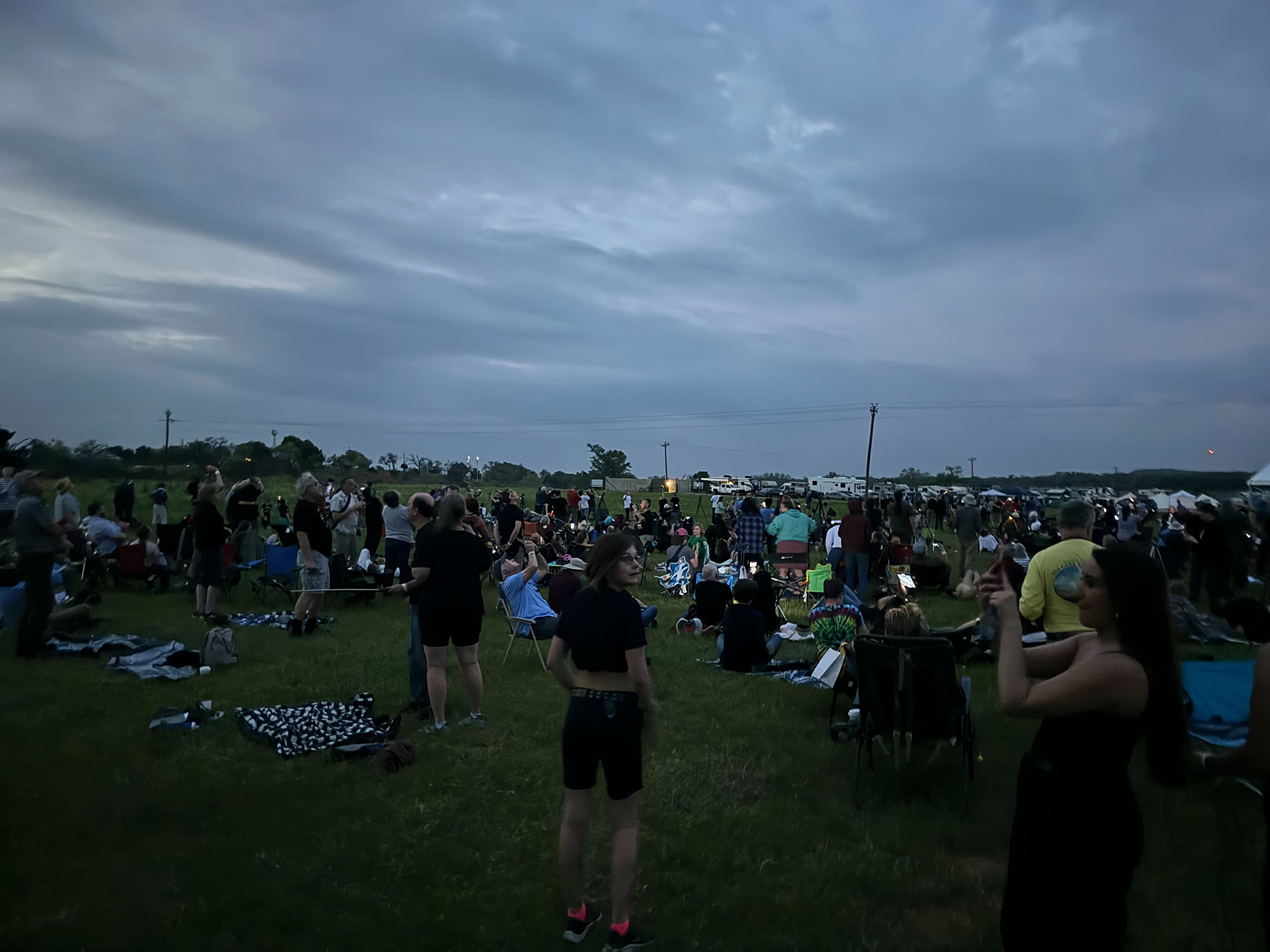 The sky darkened as totality passed over Fredericksburg, Texas.