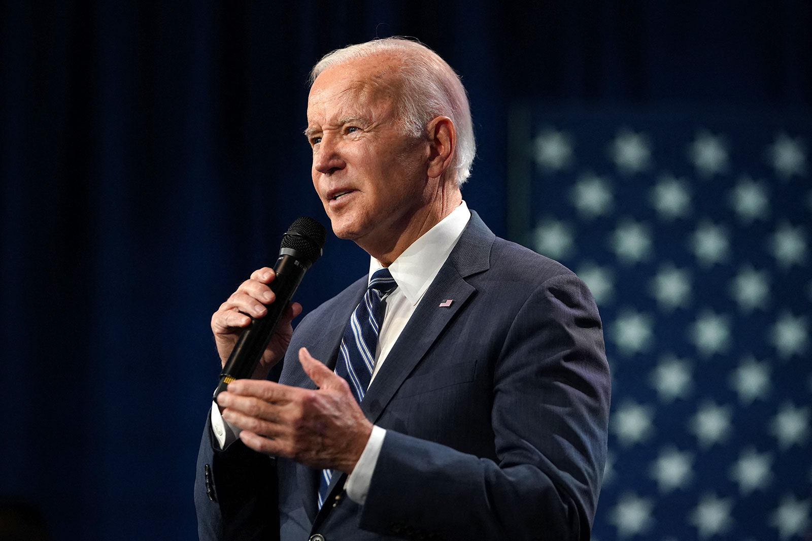 President Joe Biden speaks at a Democratic National Committee event in Washington, DC, on November 10.