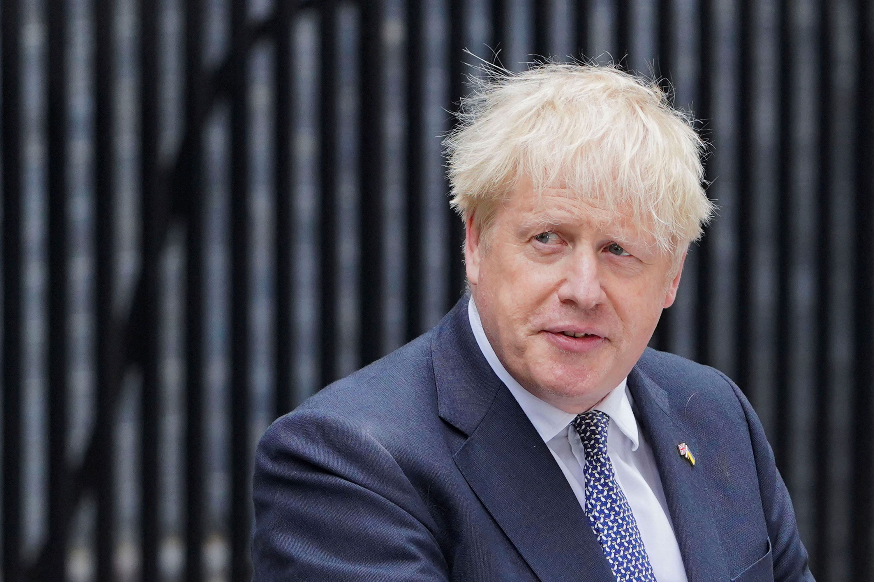 British Prime Minister Boris Johnson speaks from 10 Downing Street in London on Thursday.